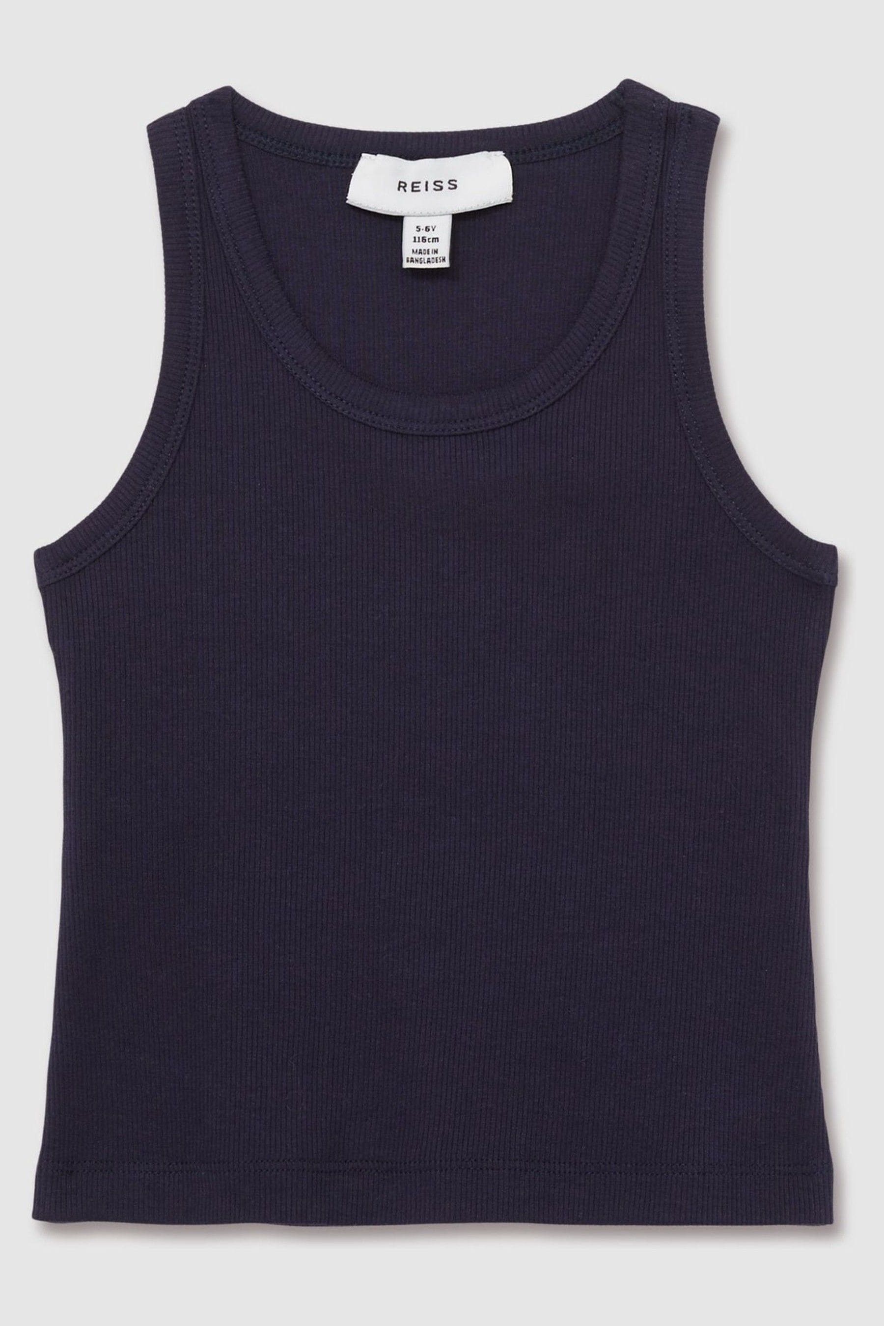 Reiss Navy Violet Teen Cotton Blend Ribbed Vest
