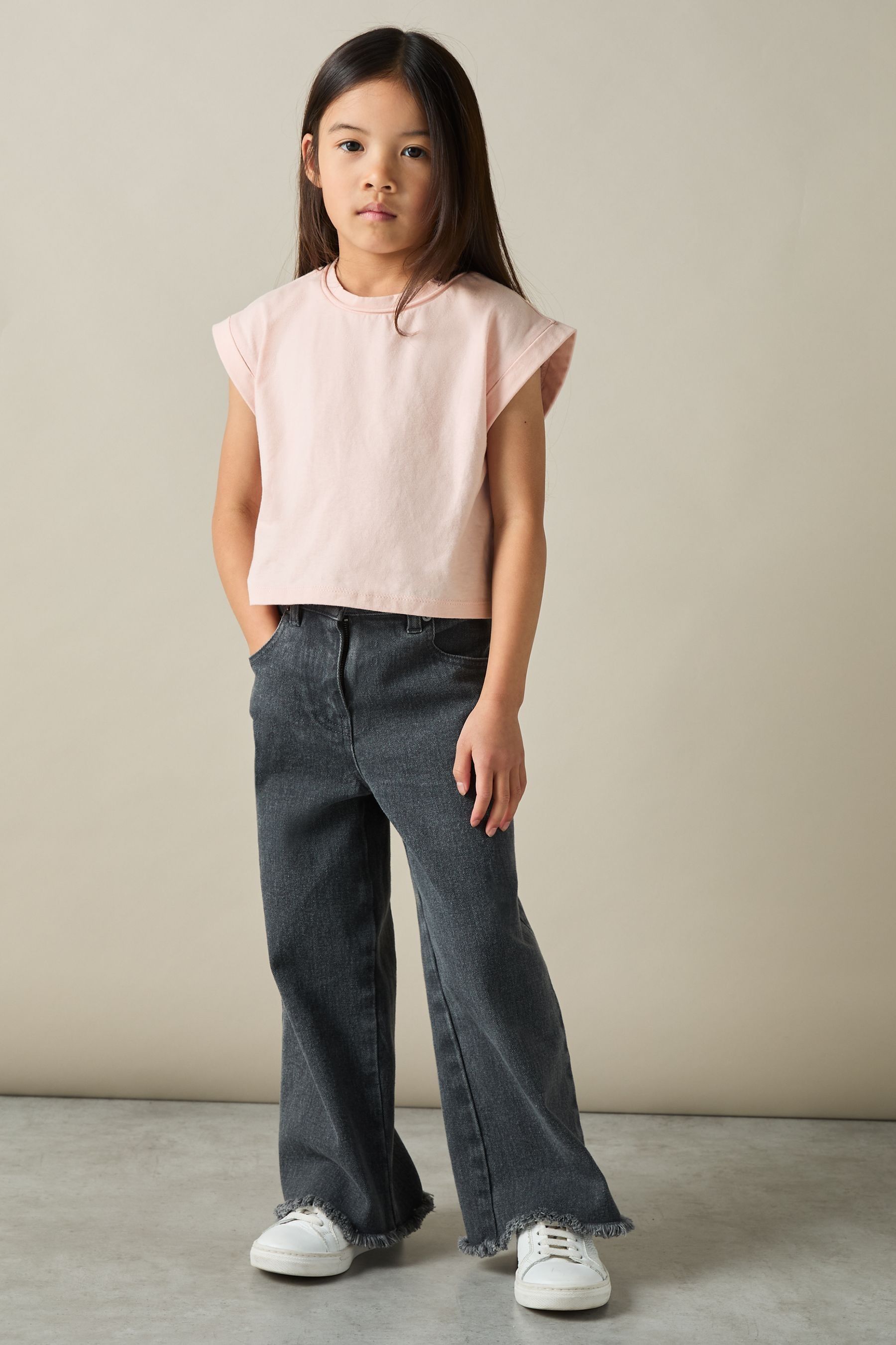 Reiss Terry T-shirt Cotton Plain, Pale Pink Size: K04
