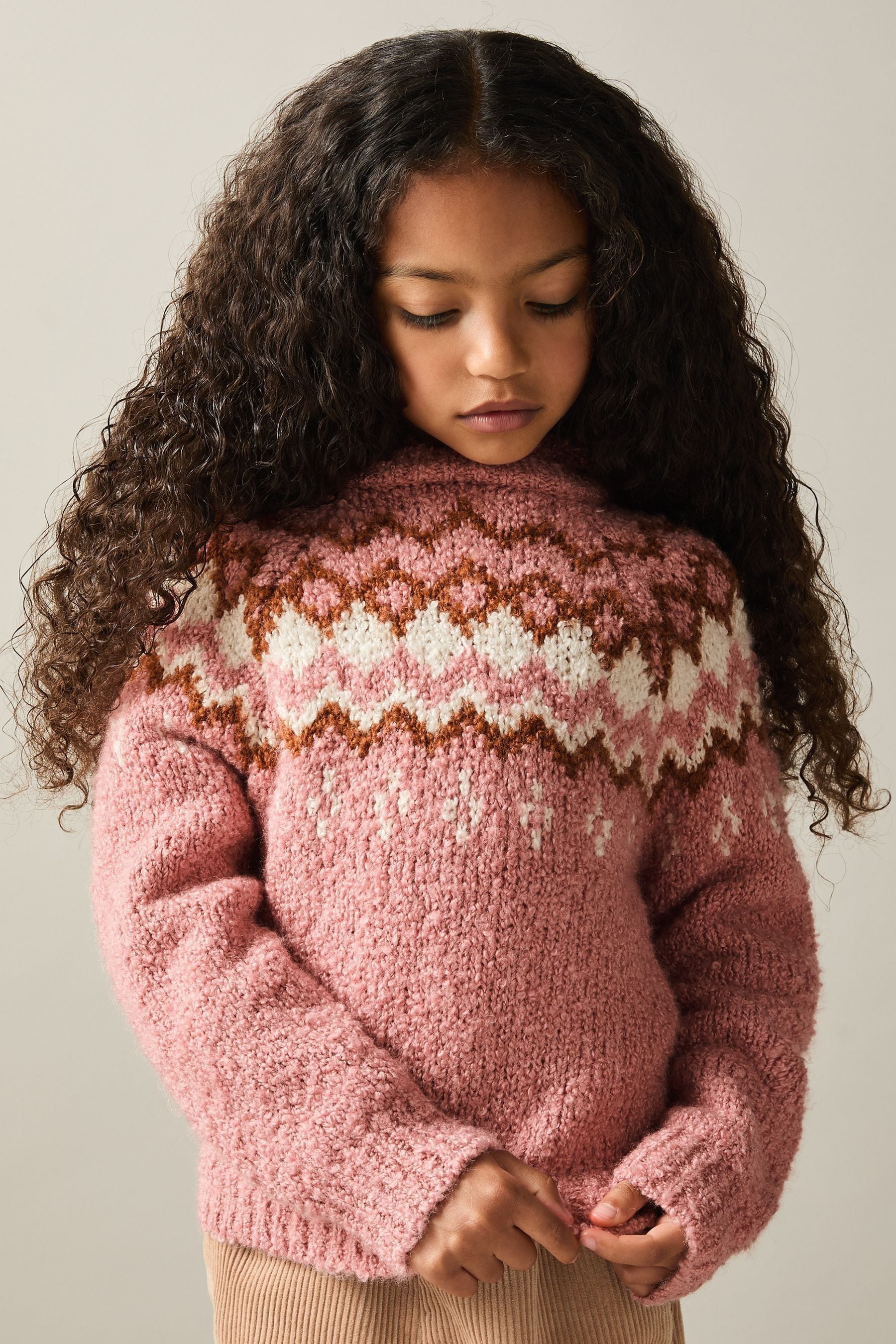 Shop Reiss Mink Divia 9-13 Yrs Cotton-wool Fairisle Hoodie