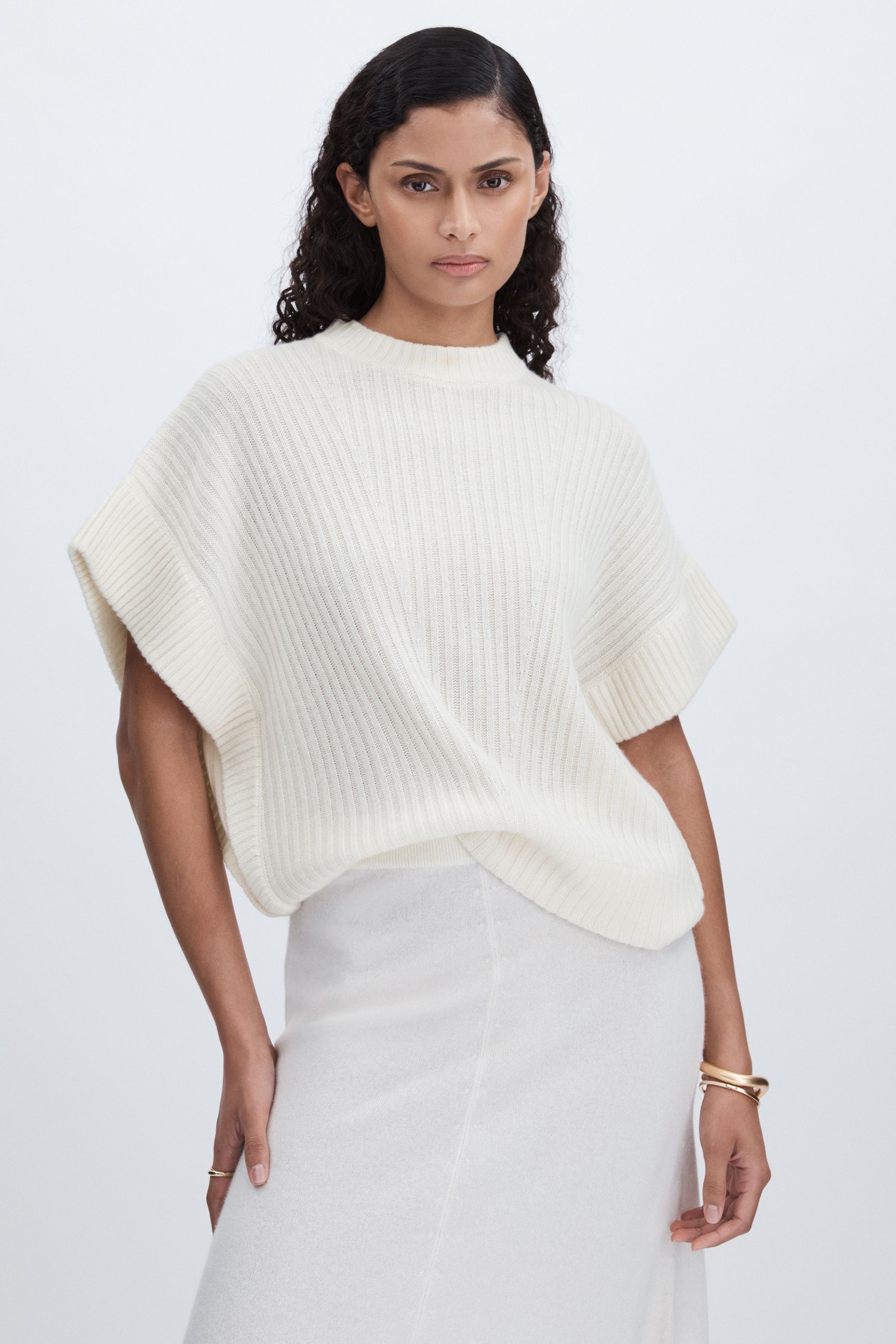 Madeleine Thompson Boynton Top Wool Ribbed, Cream Size: L