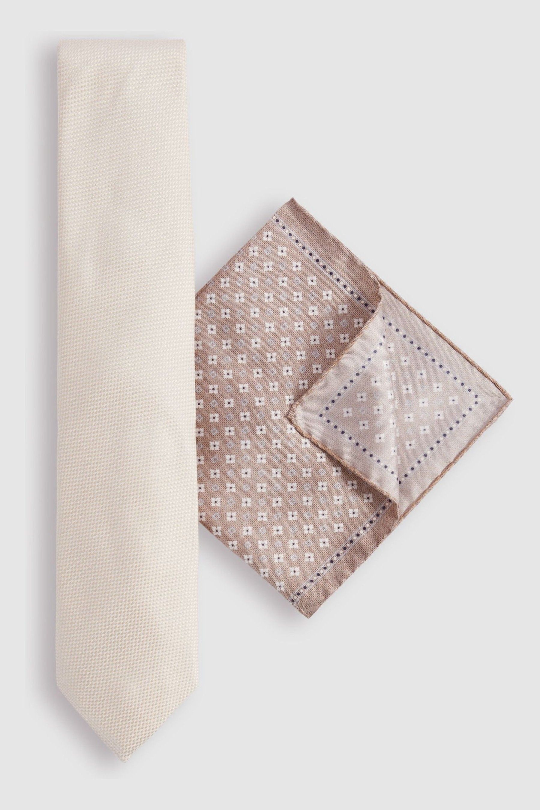 Reiss Oatmeal Ceremony Gift Set Tie And Pocket Square Gift Set In Oatmeal