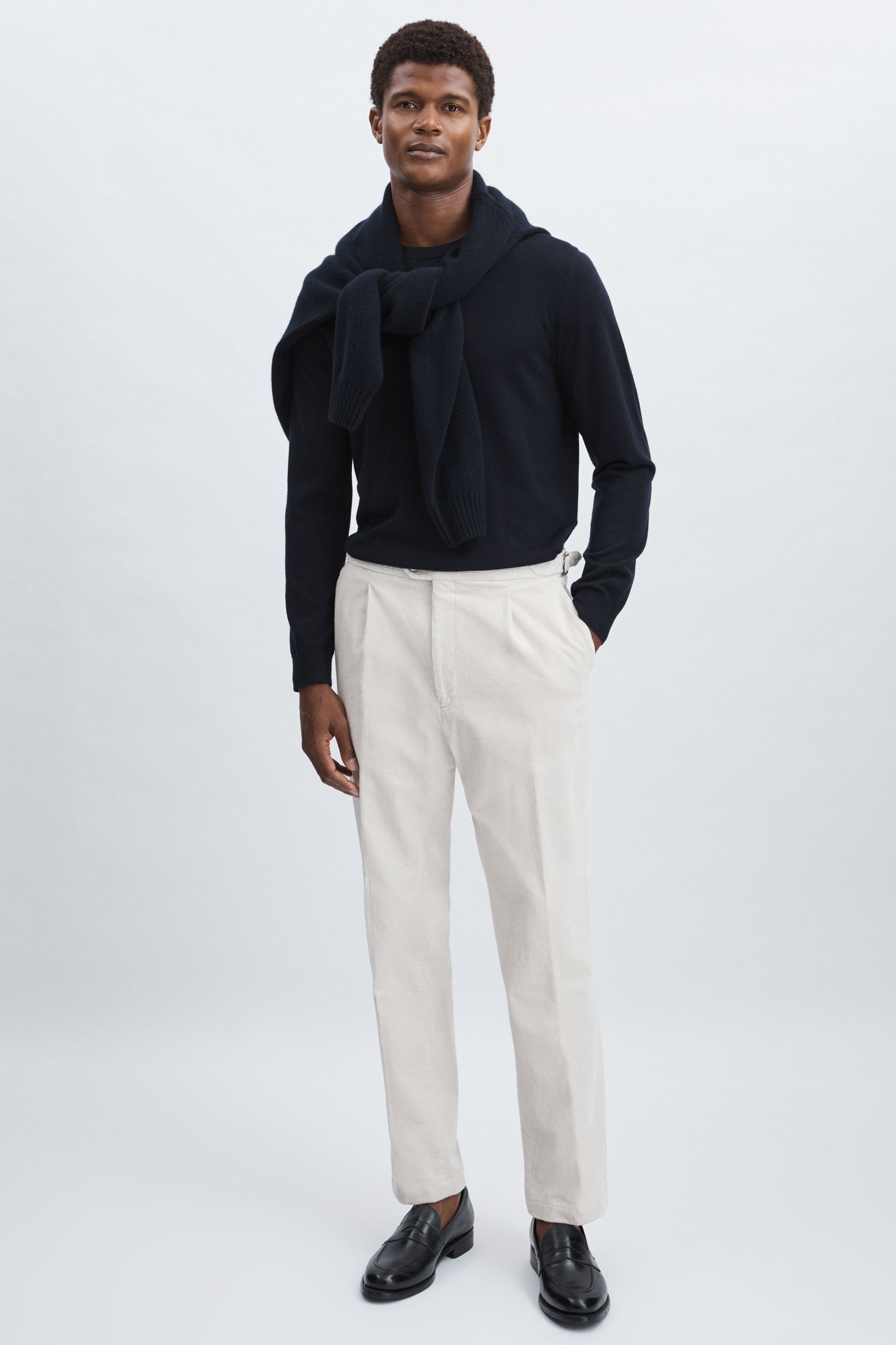 Oscar Jacobson Regular-fit Corduroy Trousers In White