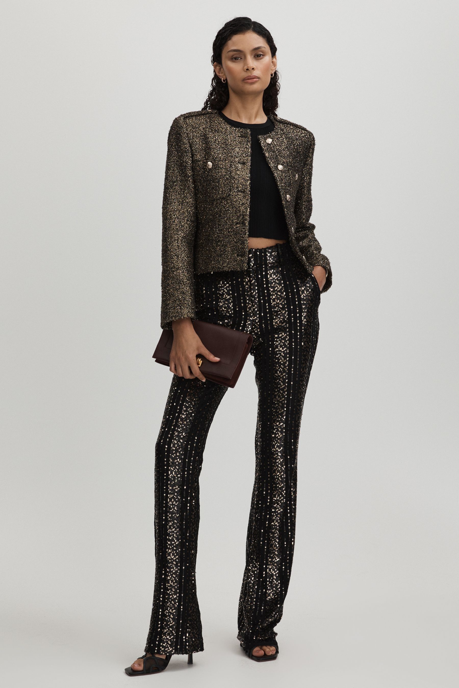 Halston Striped Trousers In Black