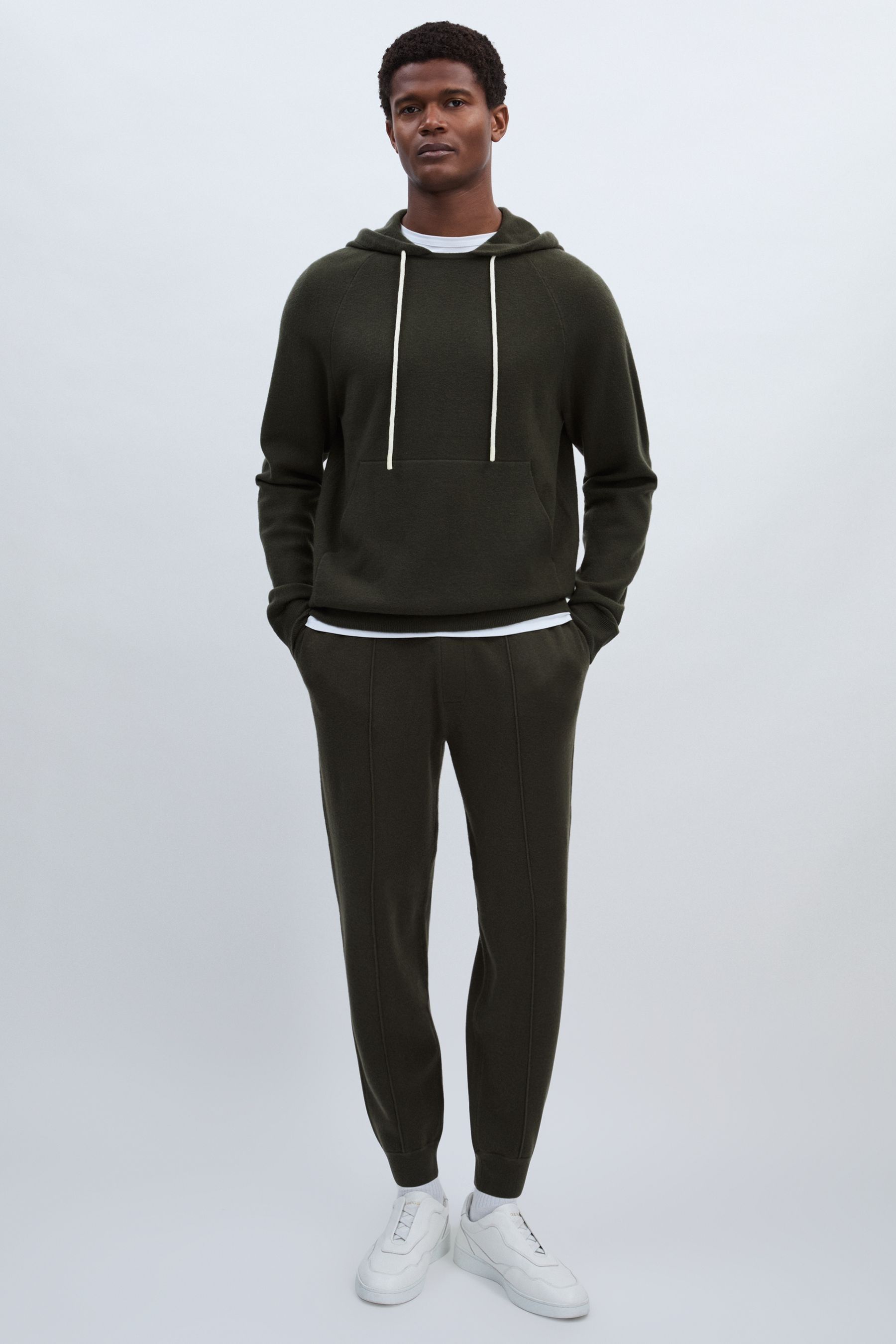 Paige Compact Knit Drawstring Gowen Pant Trousers In Khaki