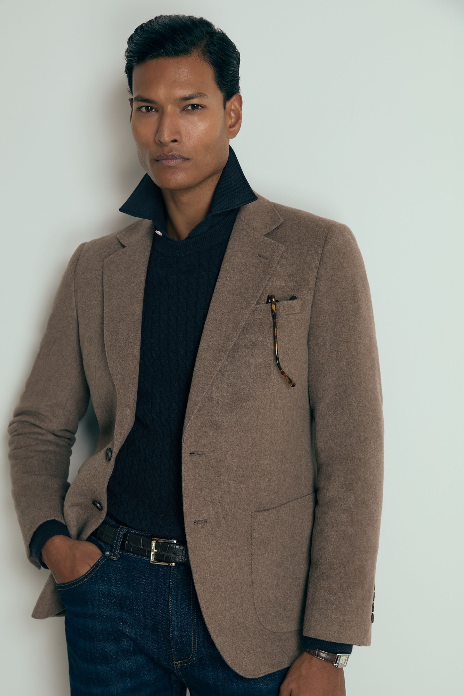 Reiss Mocha Brown Atelier Single-breasted Suit Jacket