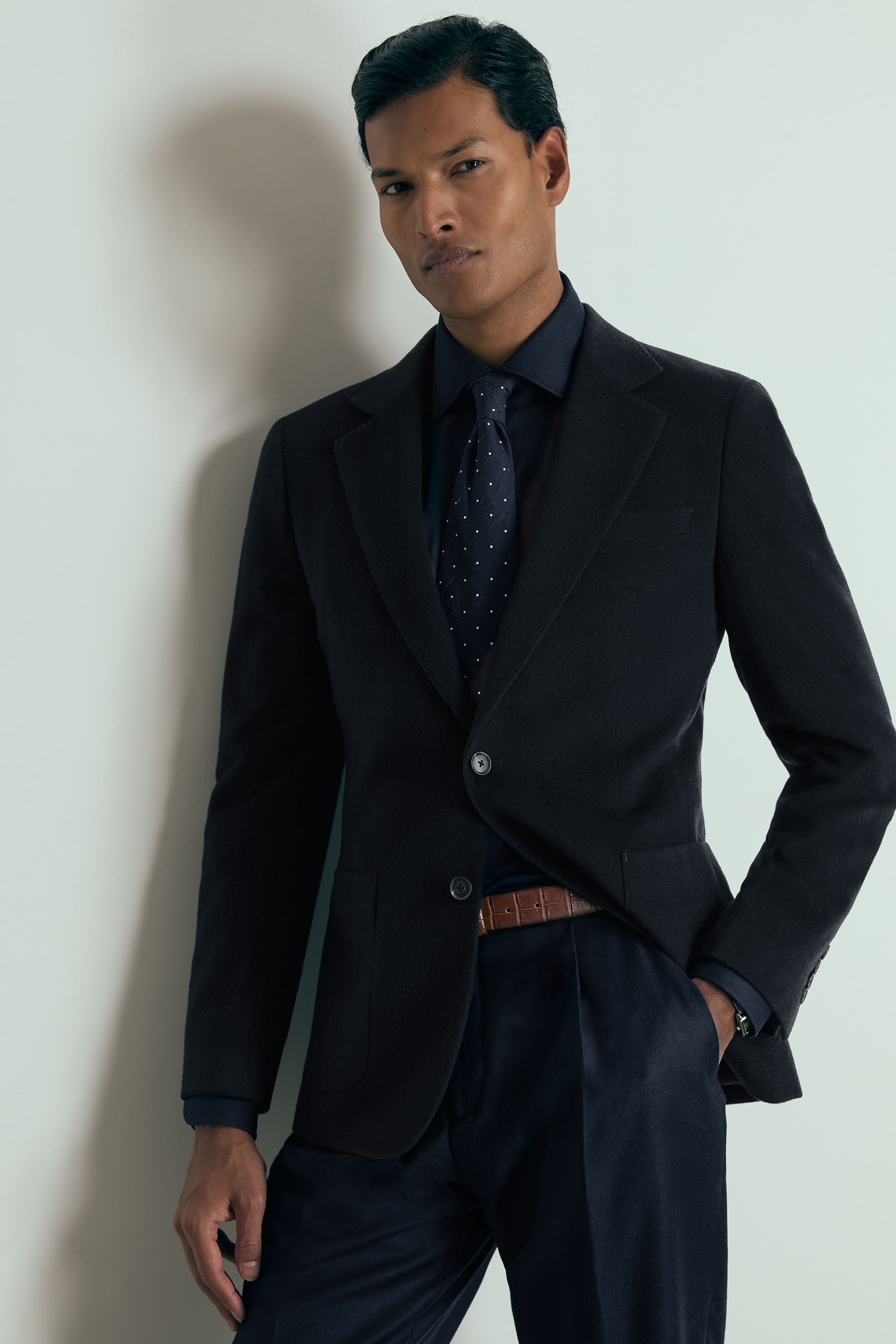 Reiss Navy Atelier Single-Breasted Suit Jacket, 40
