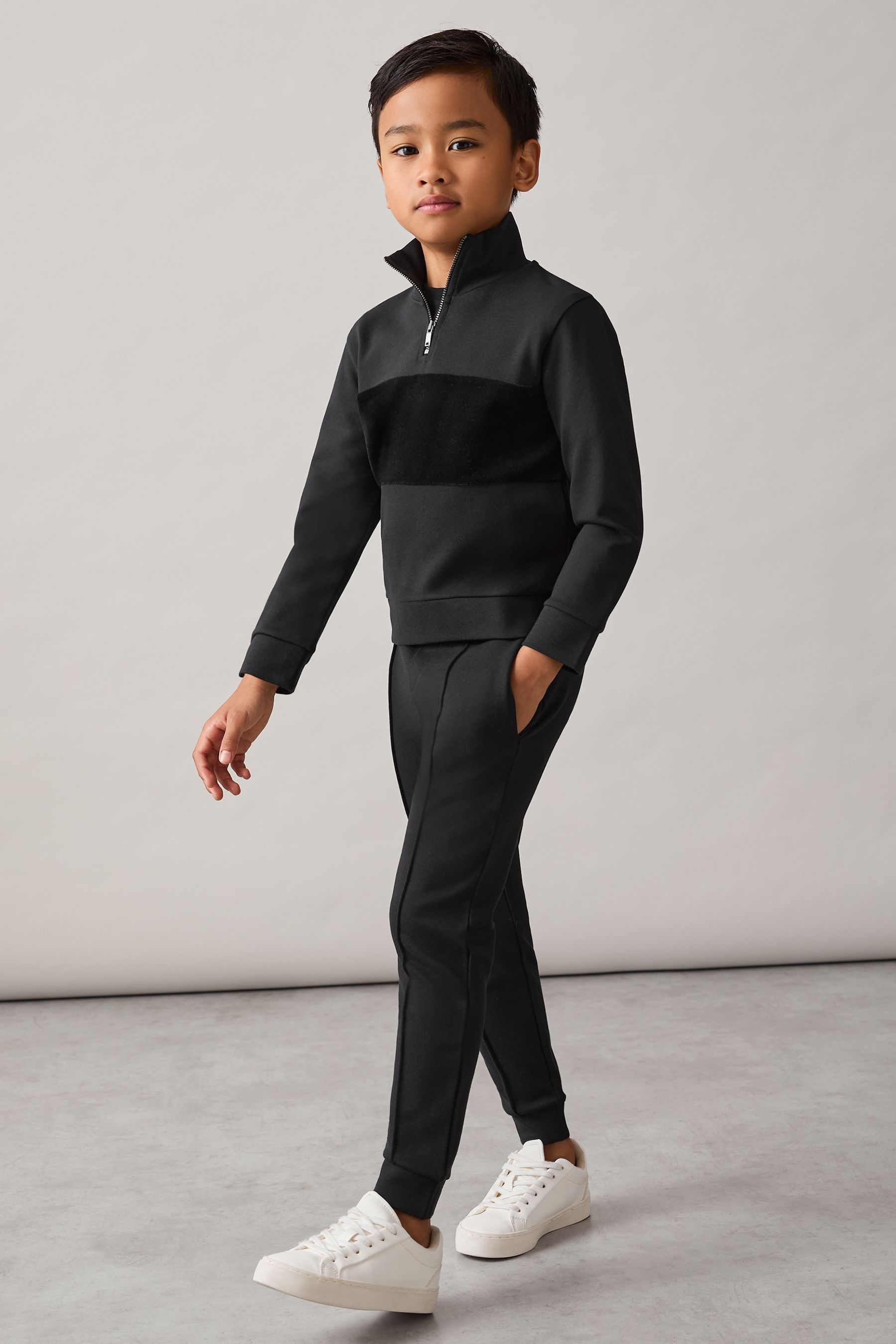 Reiss Black Croxley 3-9 Yrs Relaxed Drawstring Joggers In Black