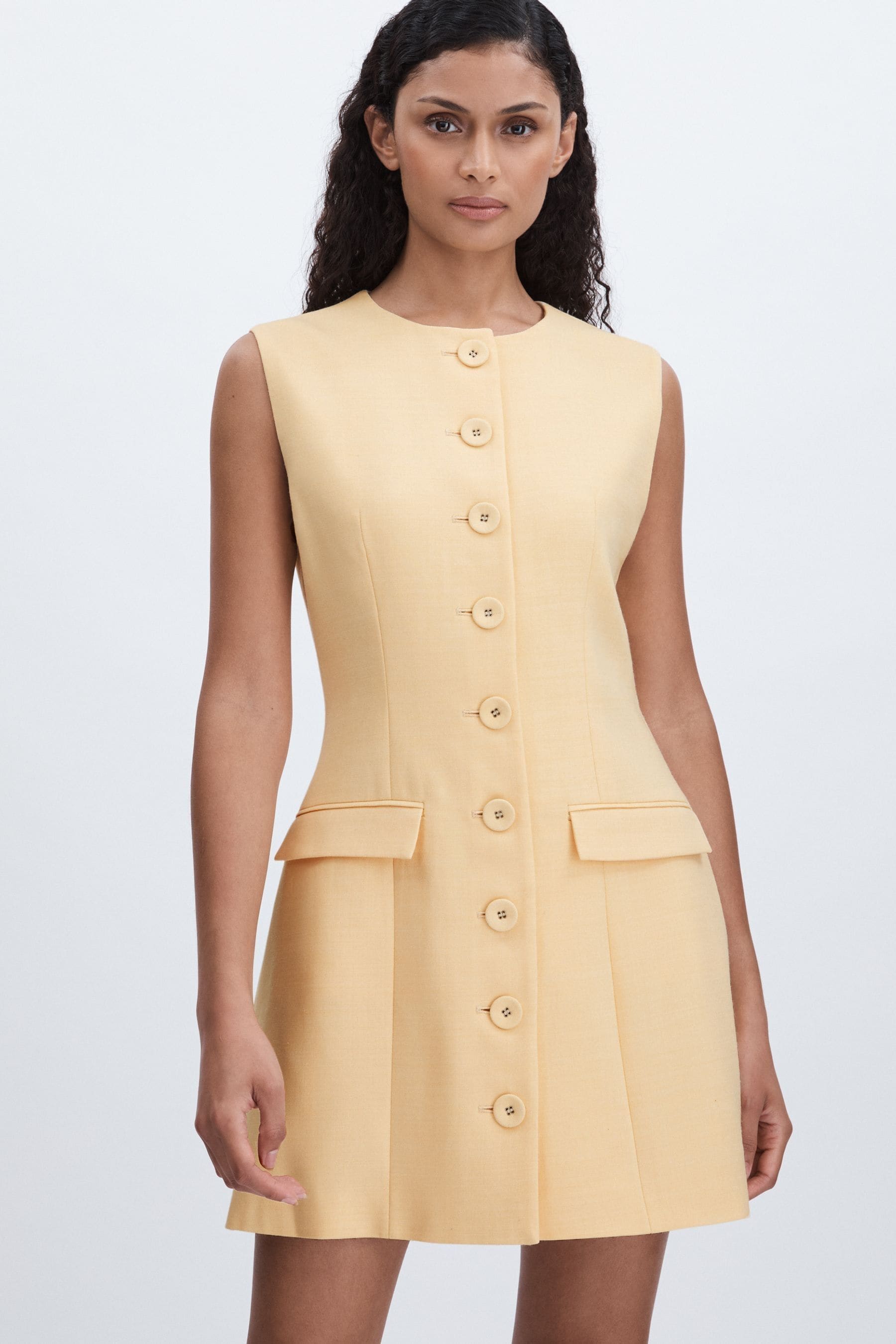 Anna Quan Button Through Mini With Wool, Buttercup, 6
