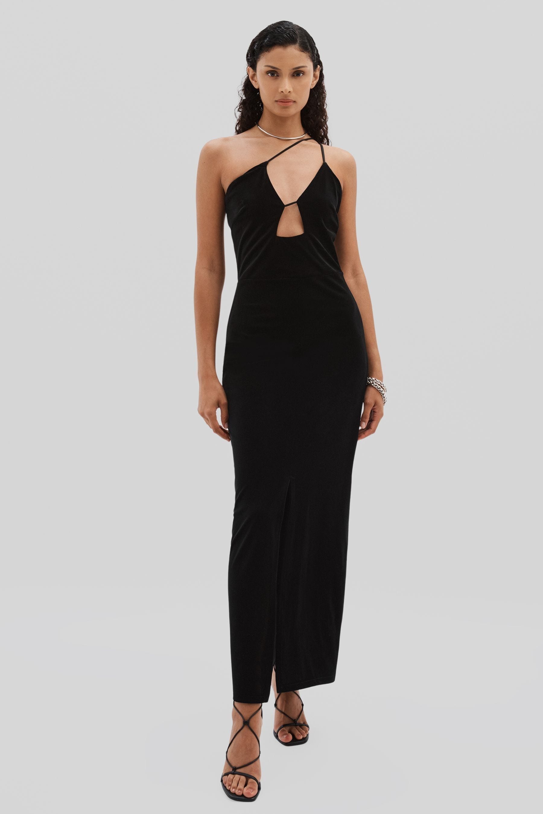 Shop Undress Code Black  Plunge-neck Velvet Maxi Dress