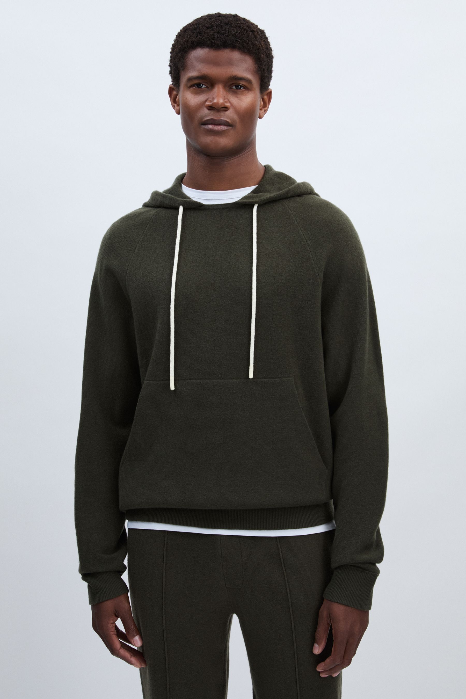 Paige Donaldson Drawstring Knitted Hoodie In Khaki