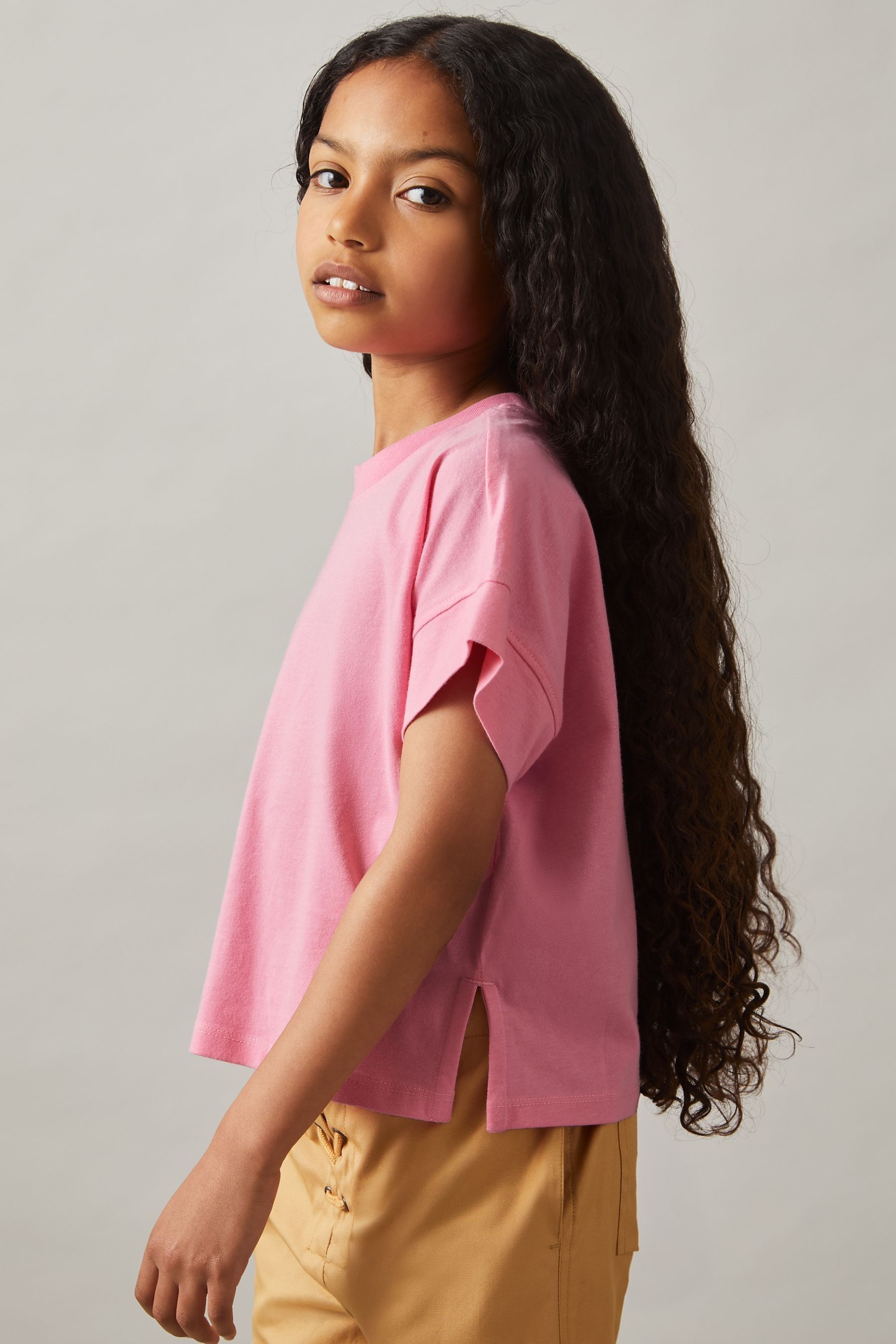 Reiss Kids' Bright Pink 9-13 Yrs Cotton Oversized Short-sleeve T-shirt