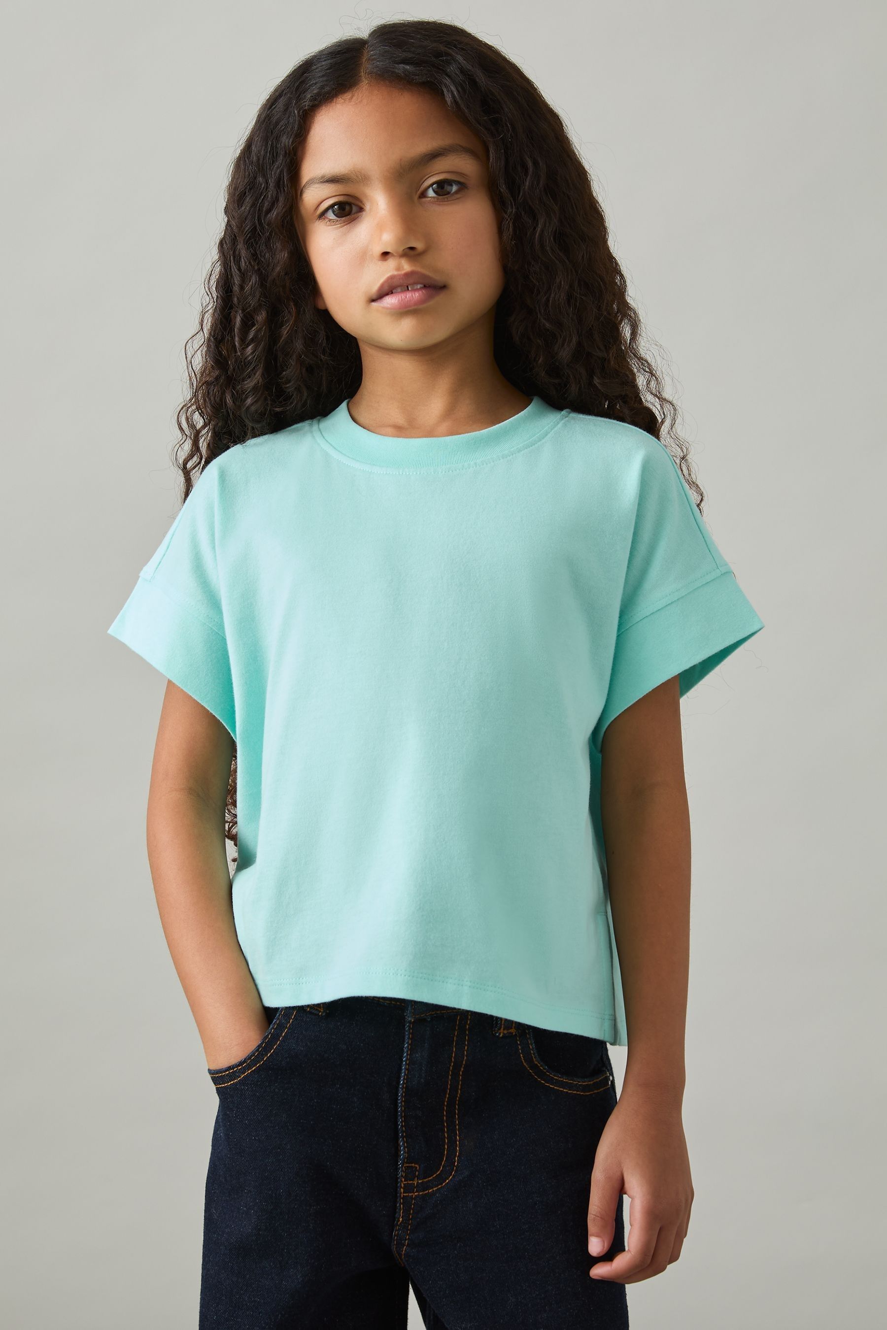 Reiss Kids' Aqua 9-13 Yrs Cotton Oversized Short-sleeve T-shirt