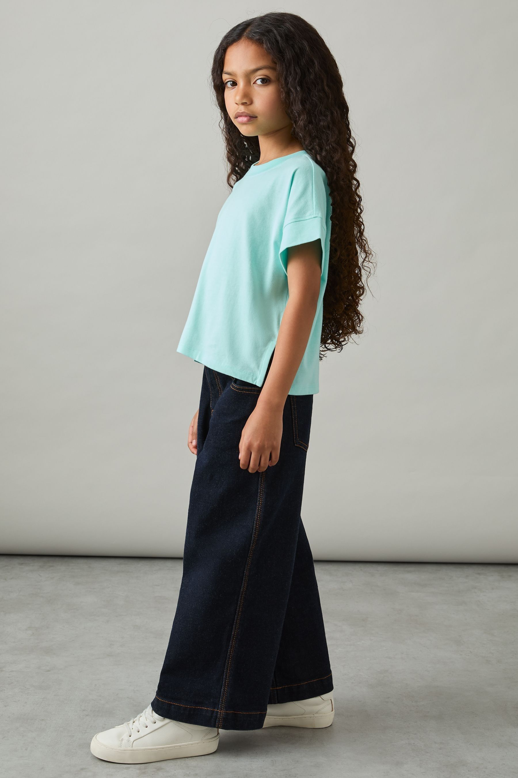 Reiss Aqua 4-9 yrs Cotton Oversized Short-sleeve T-shirt, 89Y