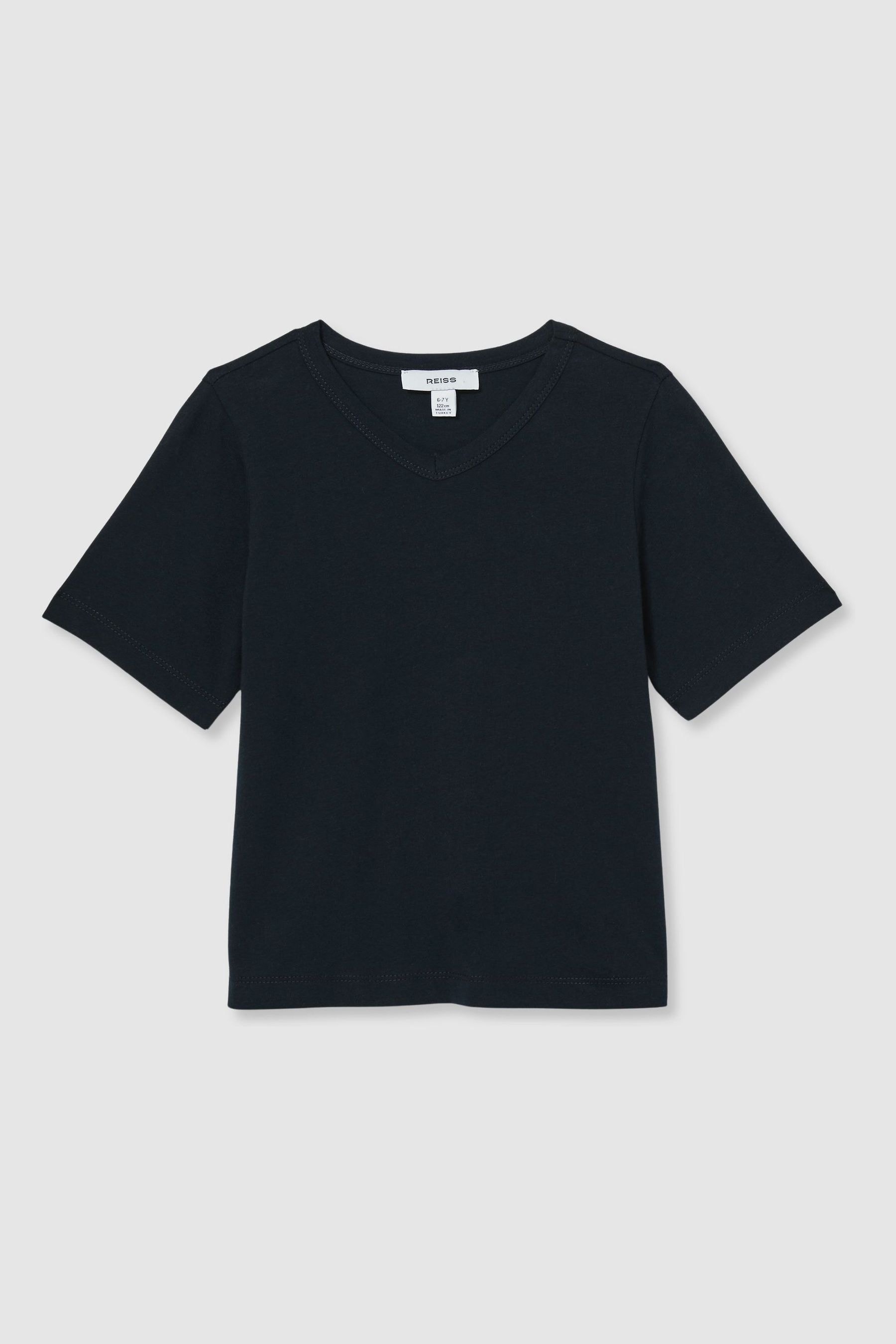 Reiss Navy 13-14 yrs Cotton-blend V-neck T-shirt,