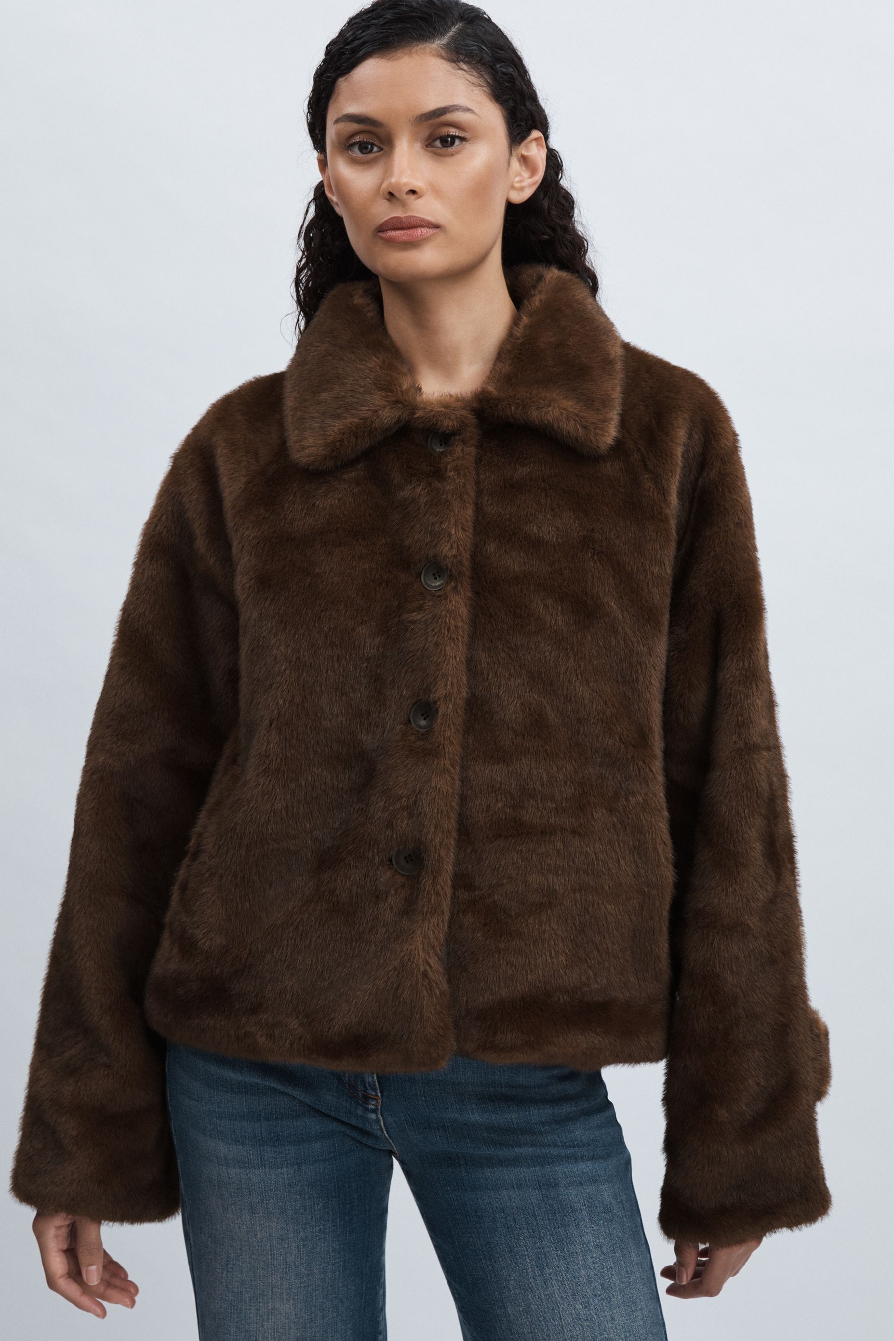 Meotine Kelly Jacket Plain, Brown Size: 2Xs