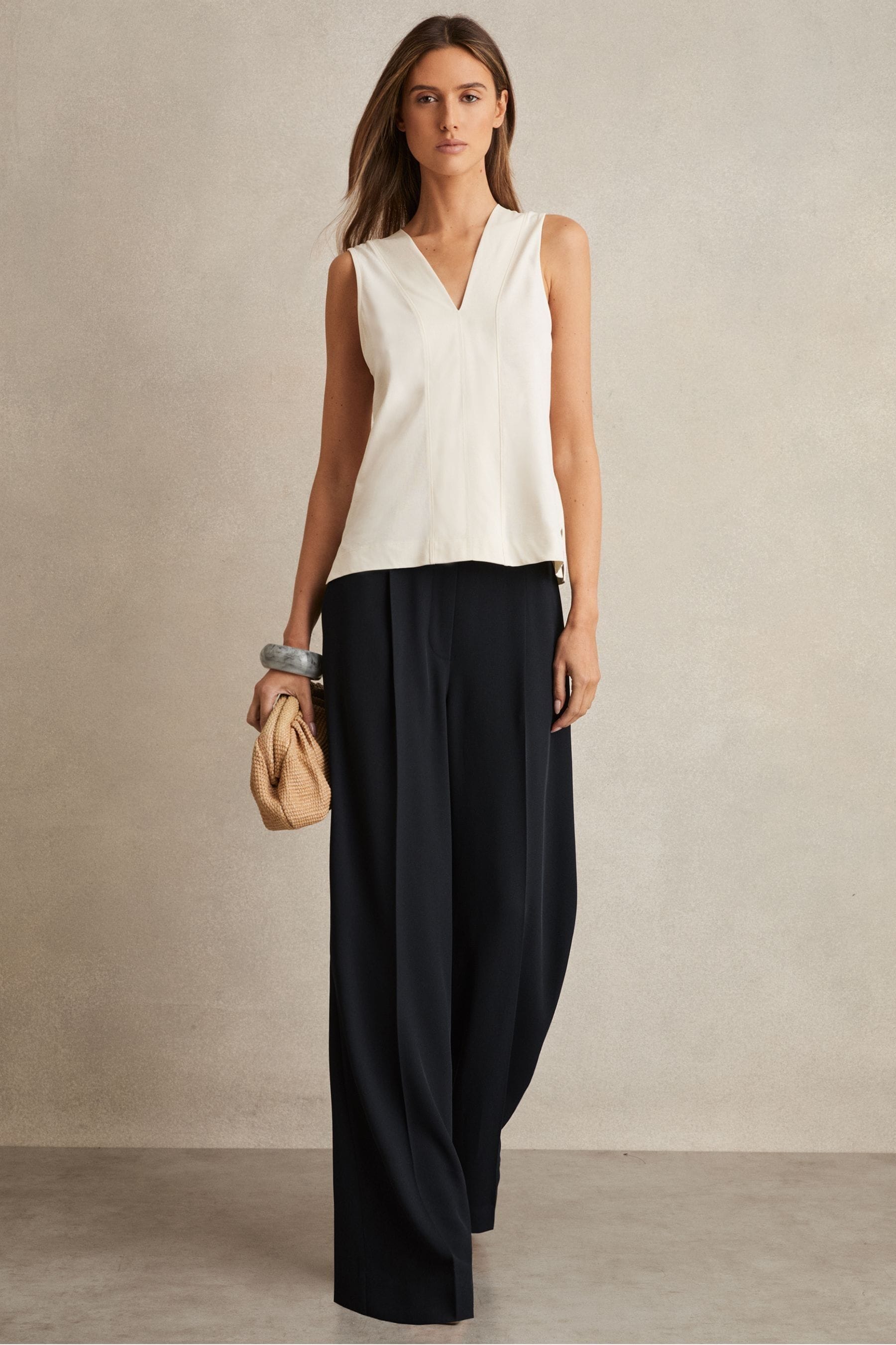 Wide leg twill trousers cheap