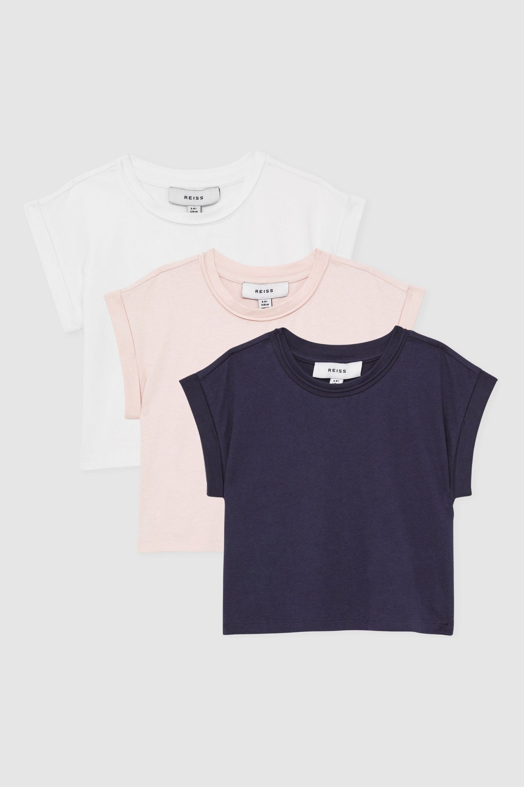 Reiss Kids' Multi Terry 3 Pack 4-9 Yrs Cotton-jersey Cropped T-shirt 3 Pack