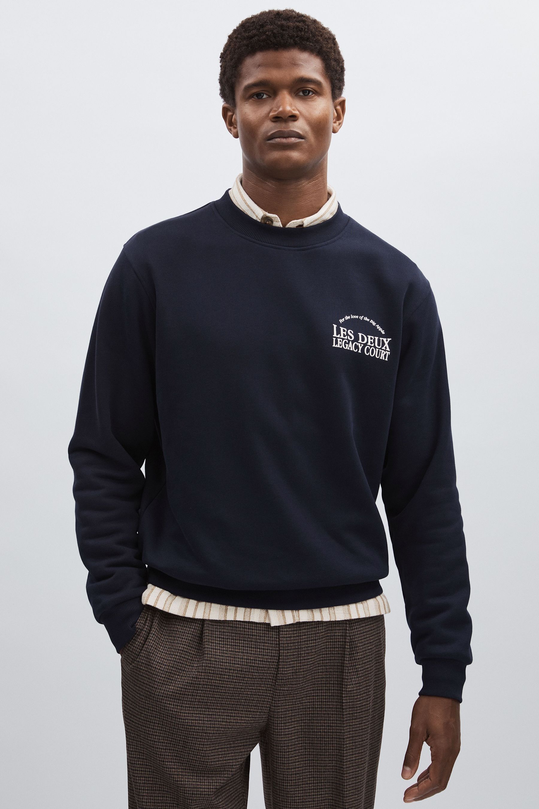 Les Deux Dark Navy Print Sweatshirt
