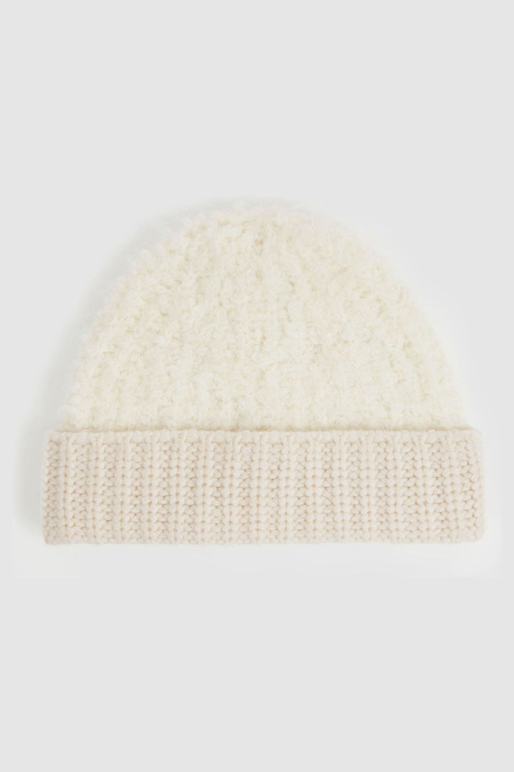 Shop Reiss Cream Benny Fluffy Beanie With Wool
