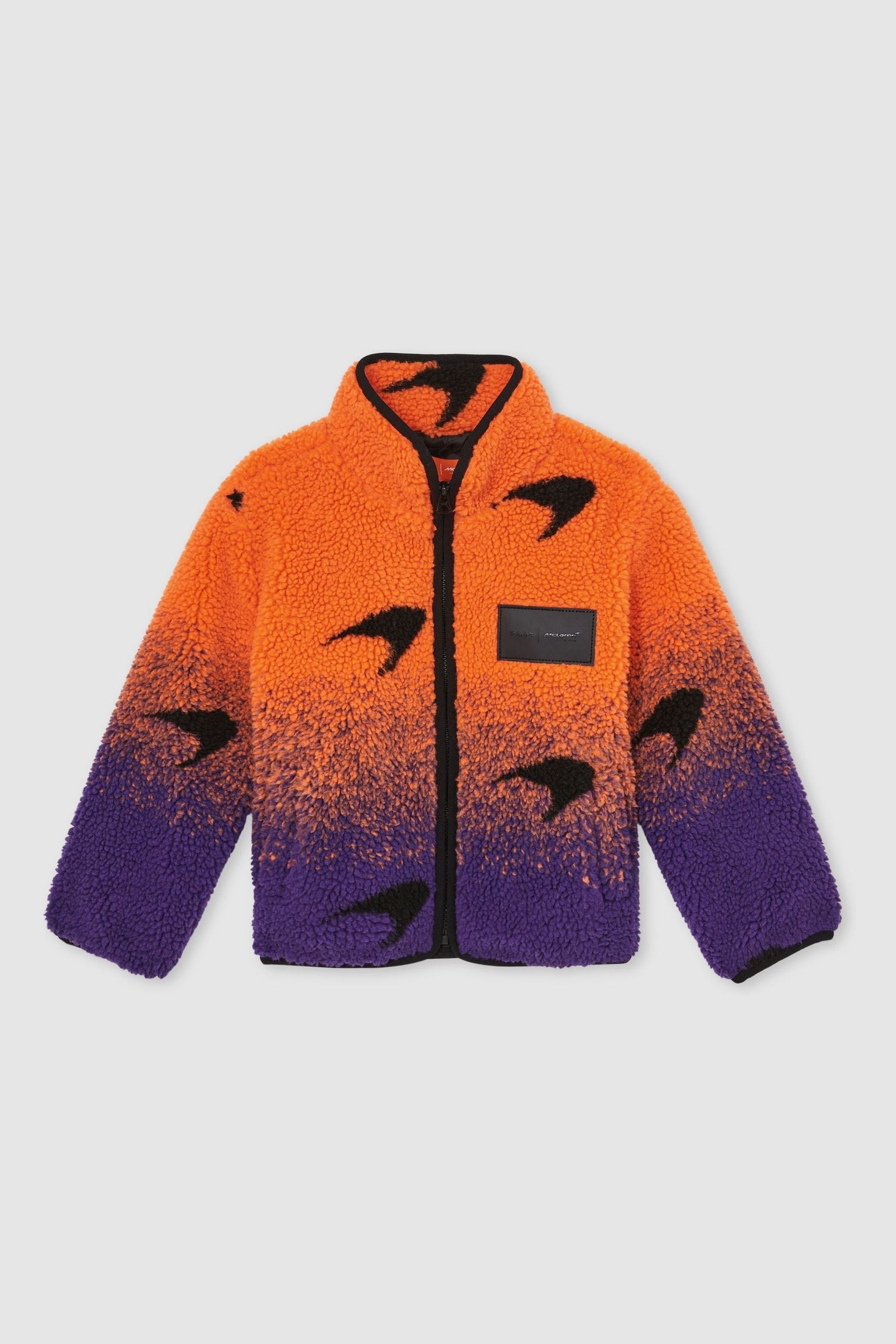 Reiss Mclaren Papaya Orange/purple 13-14 Yrs Unisex Fit Mclaren F1 Team Ombré Fleece Jacket In Papaya Orange/purple