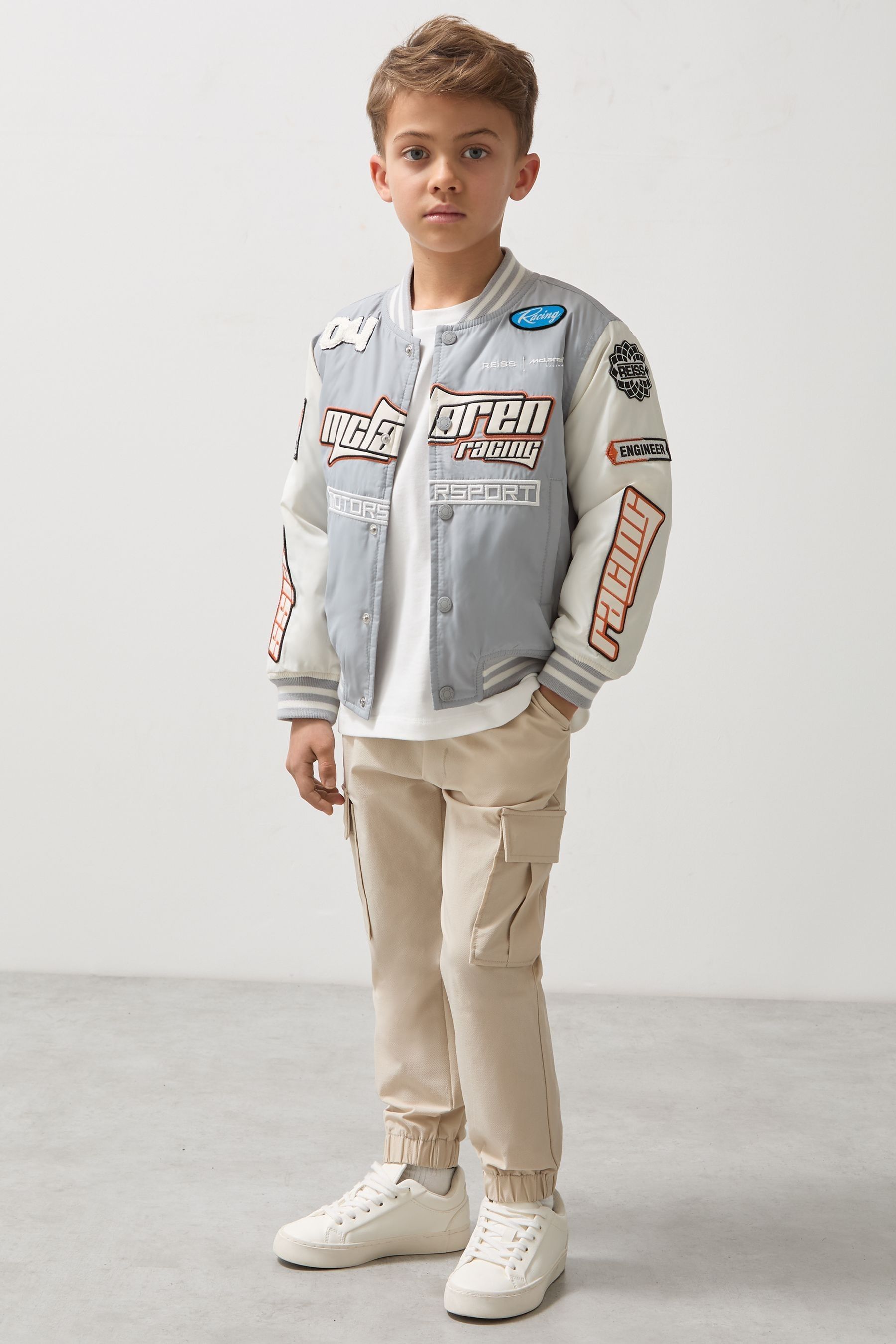 Reiss Mclaren Blue Tones 9-13 Yrs Mclaren F1 Team Bomber Jacket Unisex Fit In Blue Tones