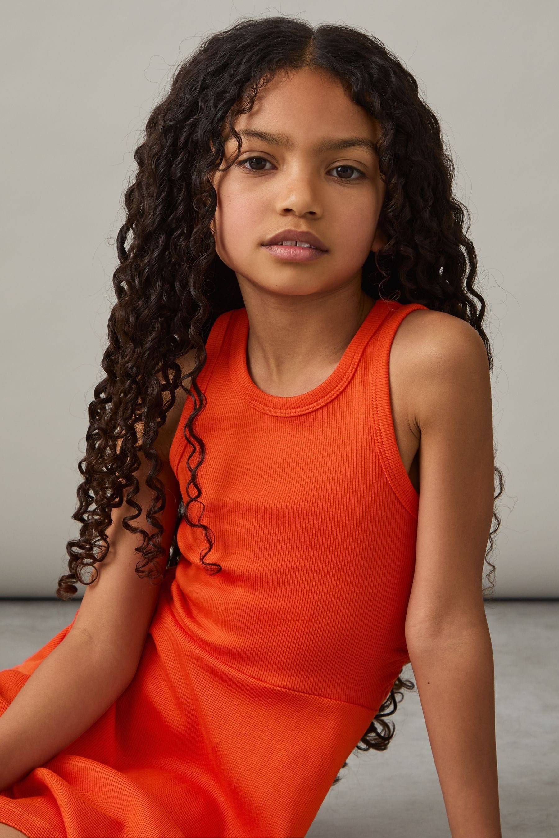 REISS ORANGE ELIZA JERSEY RUCHED SKATER DRESS