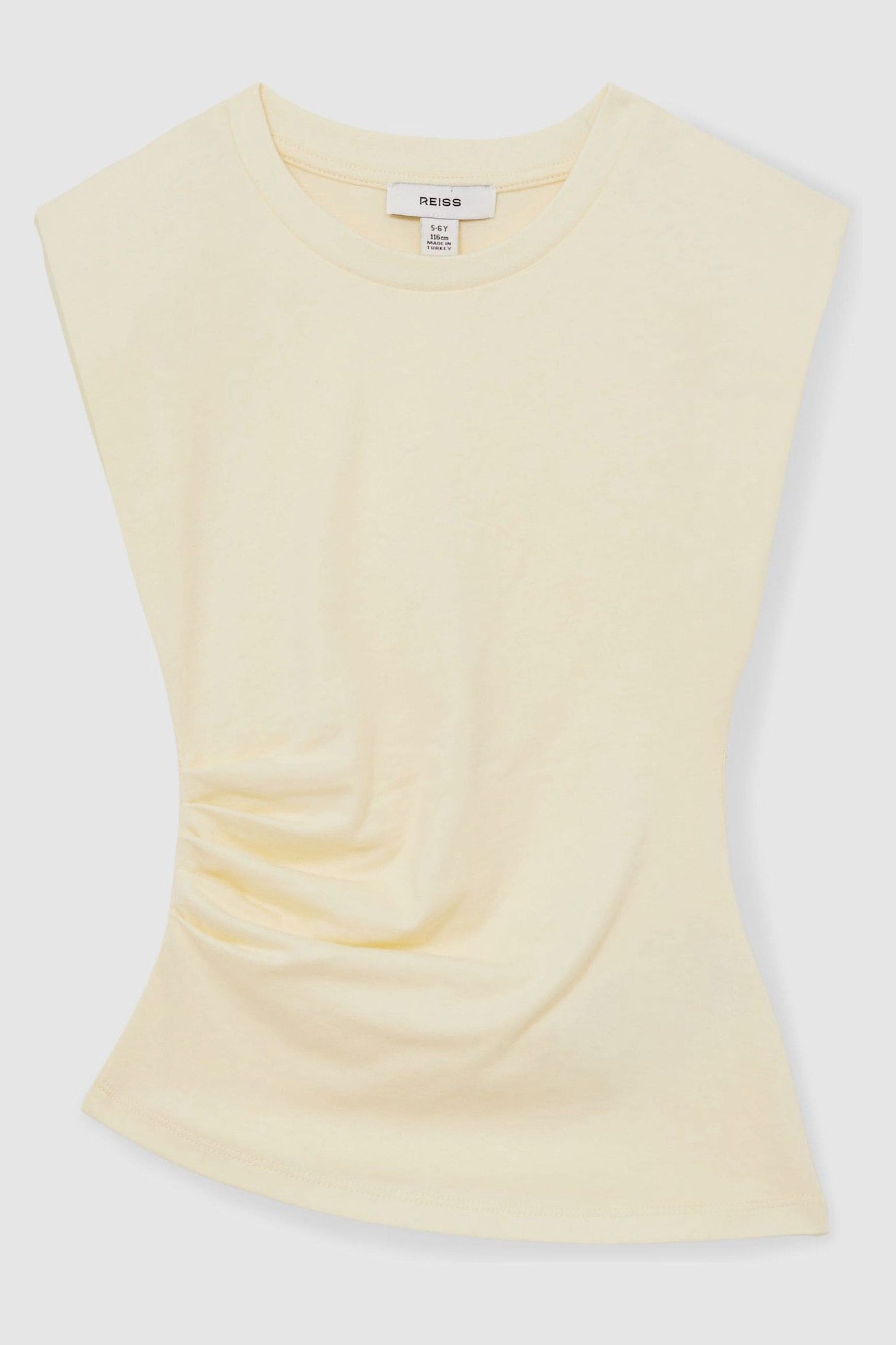 Reiss Kids' Lemon 13-14 Yrs Cotton Jersey Cap Sleeve Ruched Top