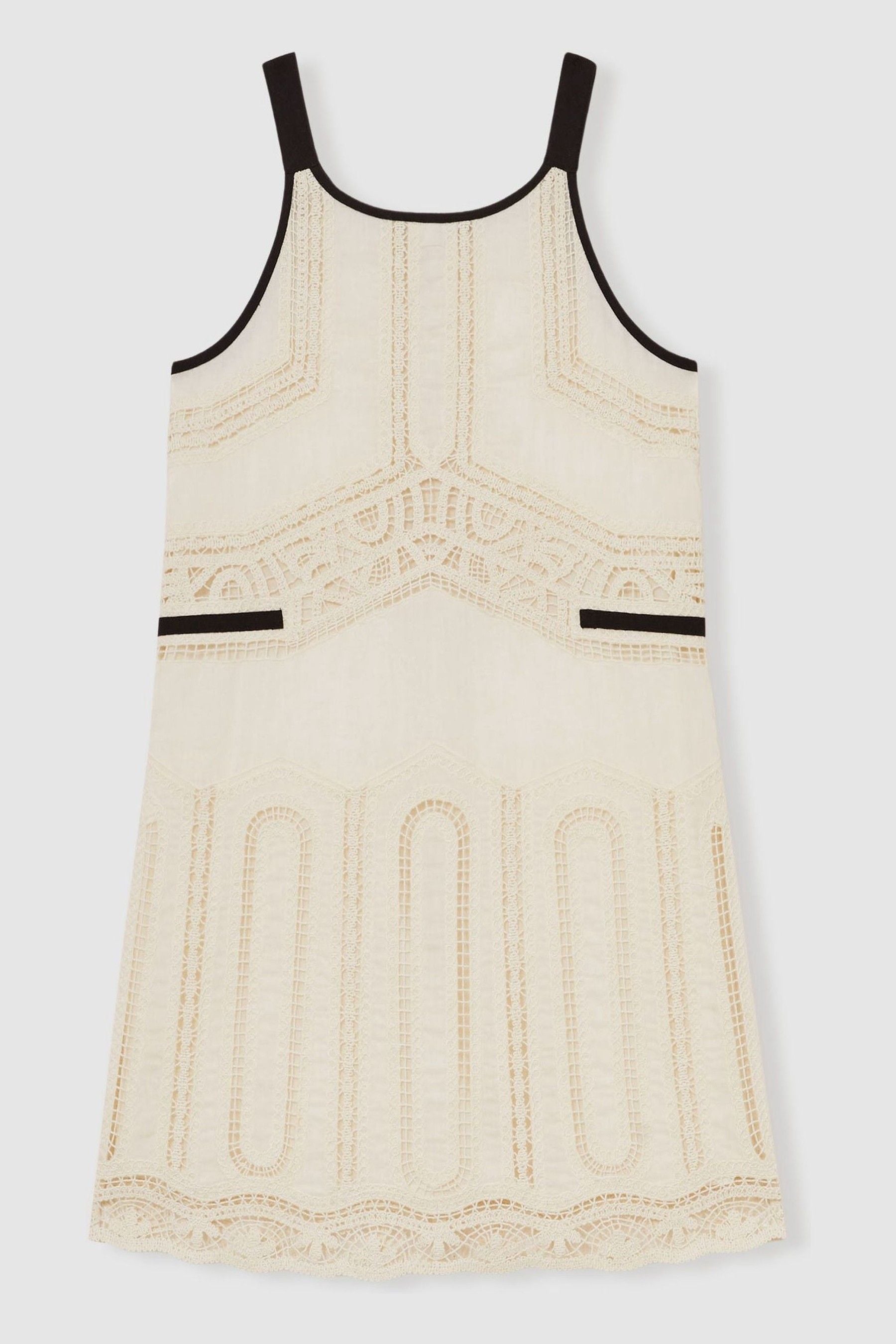Reiss Ivory Contrast Trim Lace Dress
