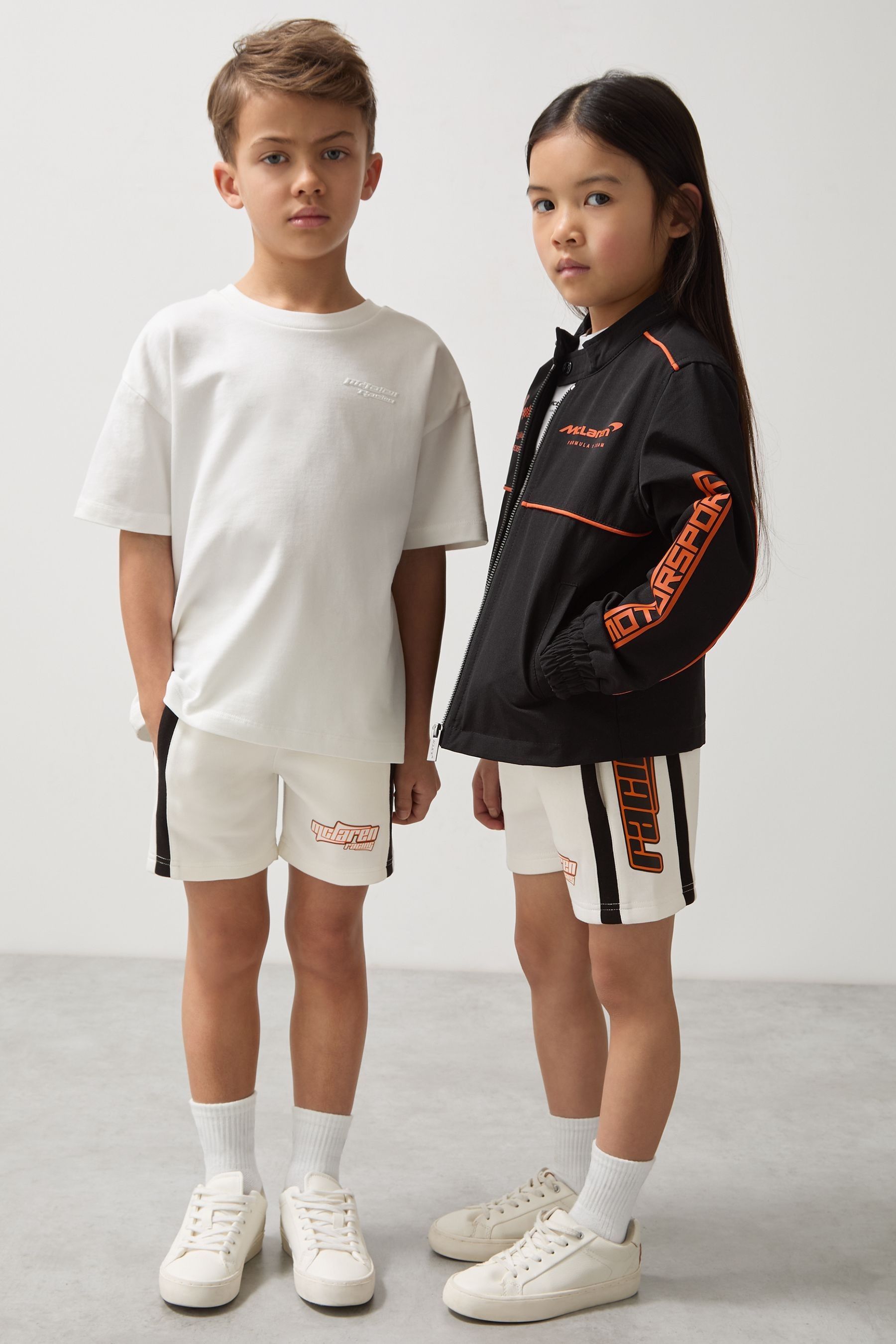 Reiss Mclaren White 3-9 Yrs Unisex Fit Mclaren F1 Team Drawstring Shorts In White