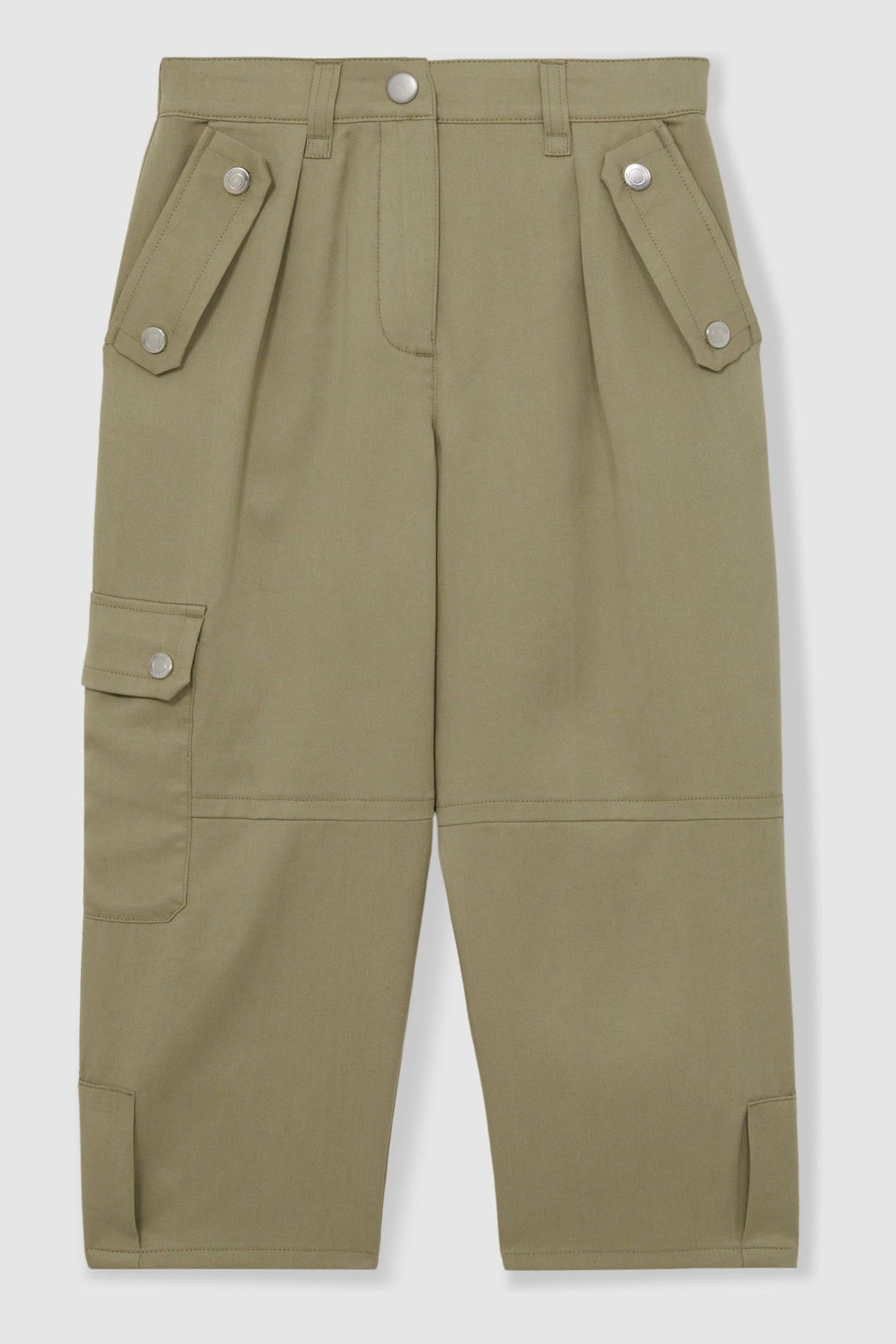 Reiss Khaki 9-13 Yrs Lyocell-linen Cargo Trousers In Khaki