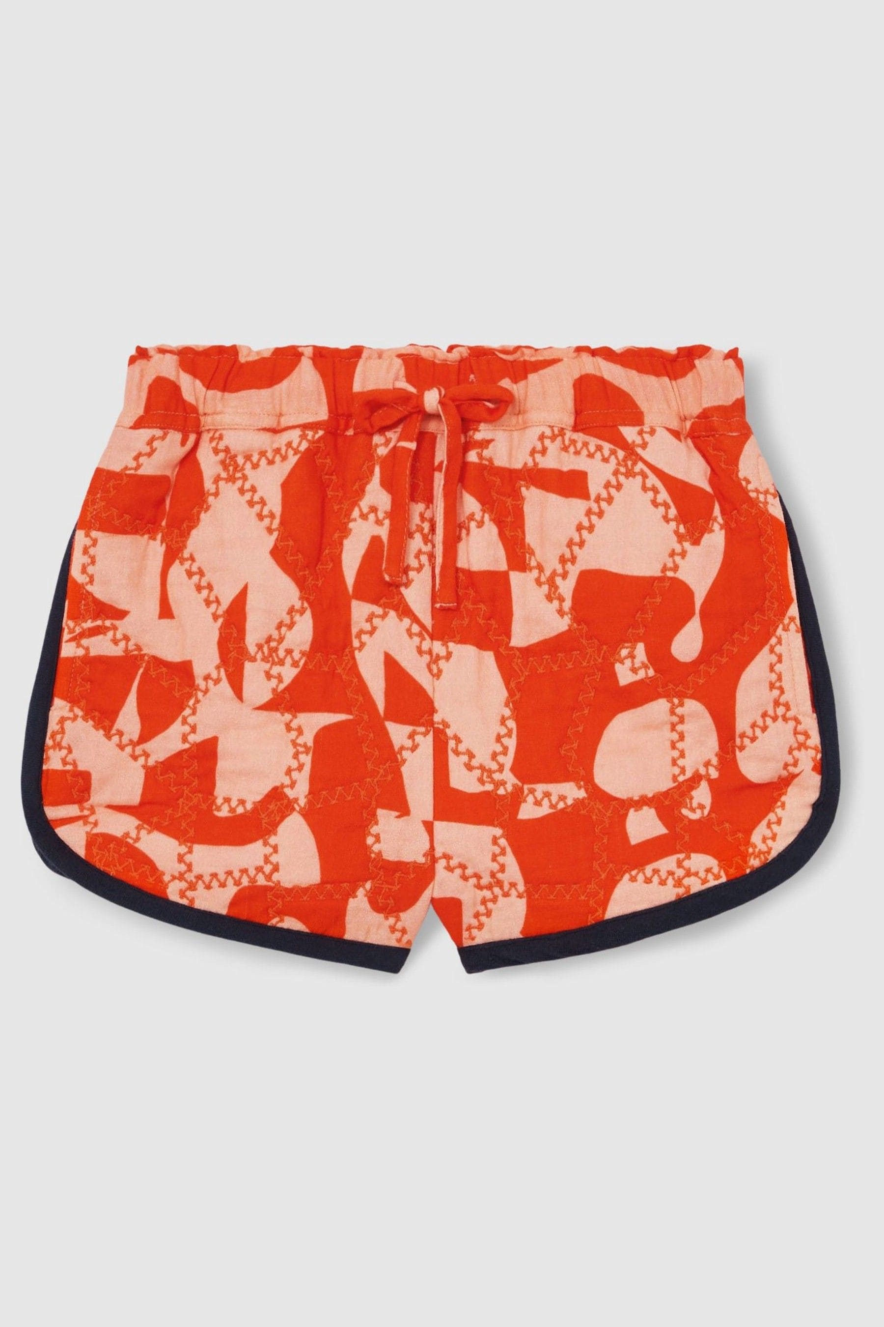 Reiss Multi Cotton Graphic-print Quilted Shorts