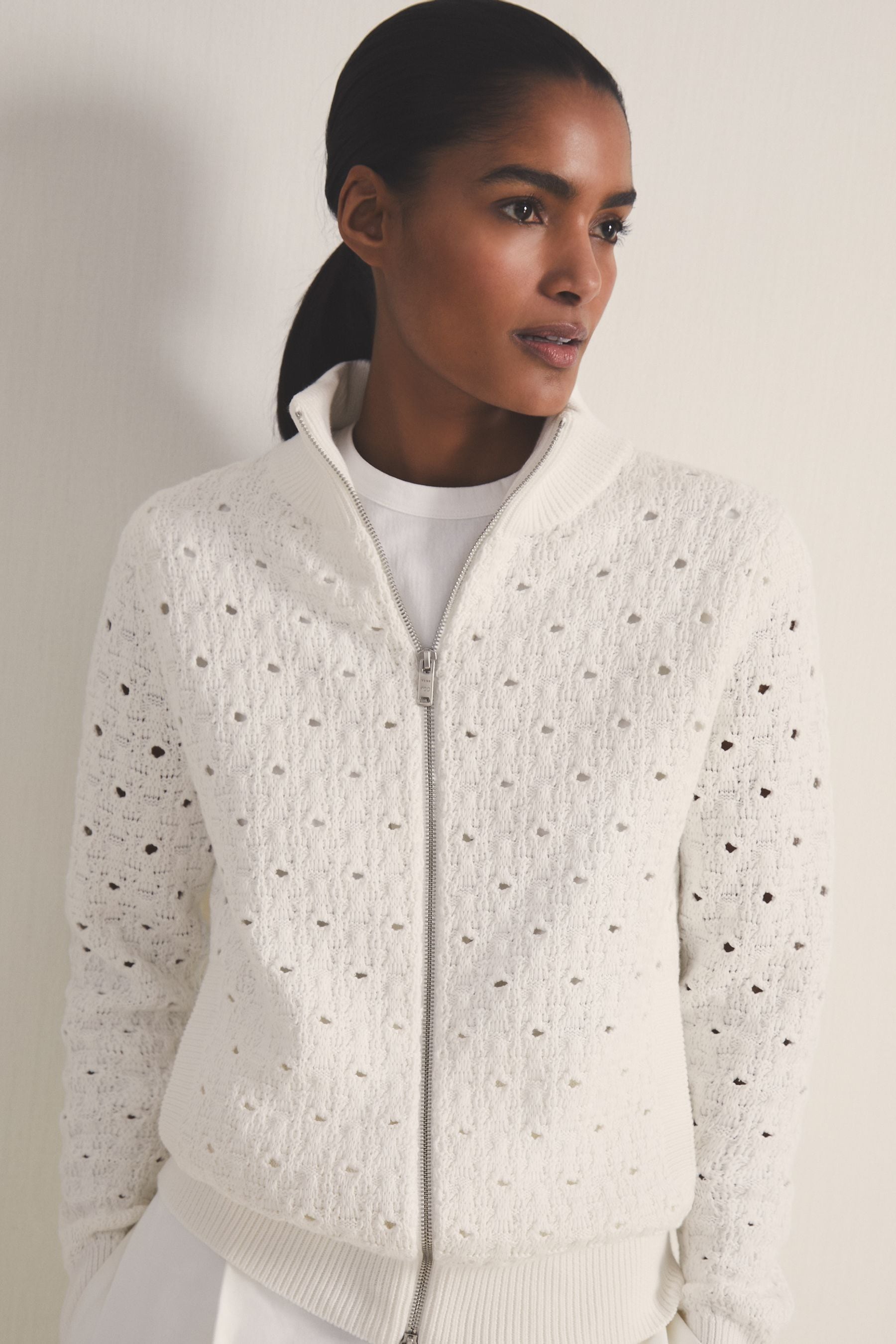 Reiss White | Les 100 Ciels Textured Cardigan, XS