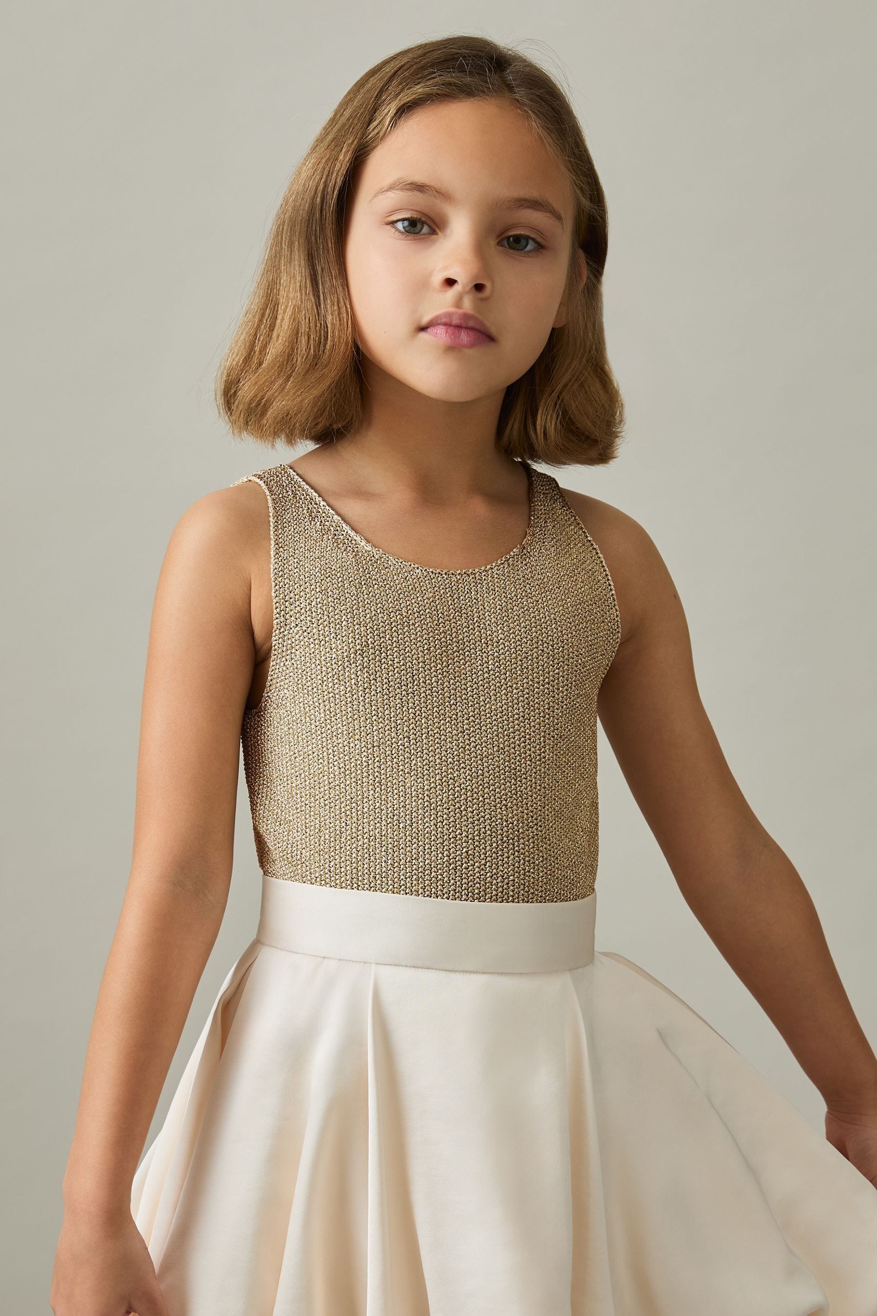 Reiss Gold 4-9 Yrs Metallic-knit Vest Top In Gold