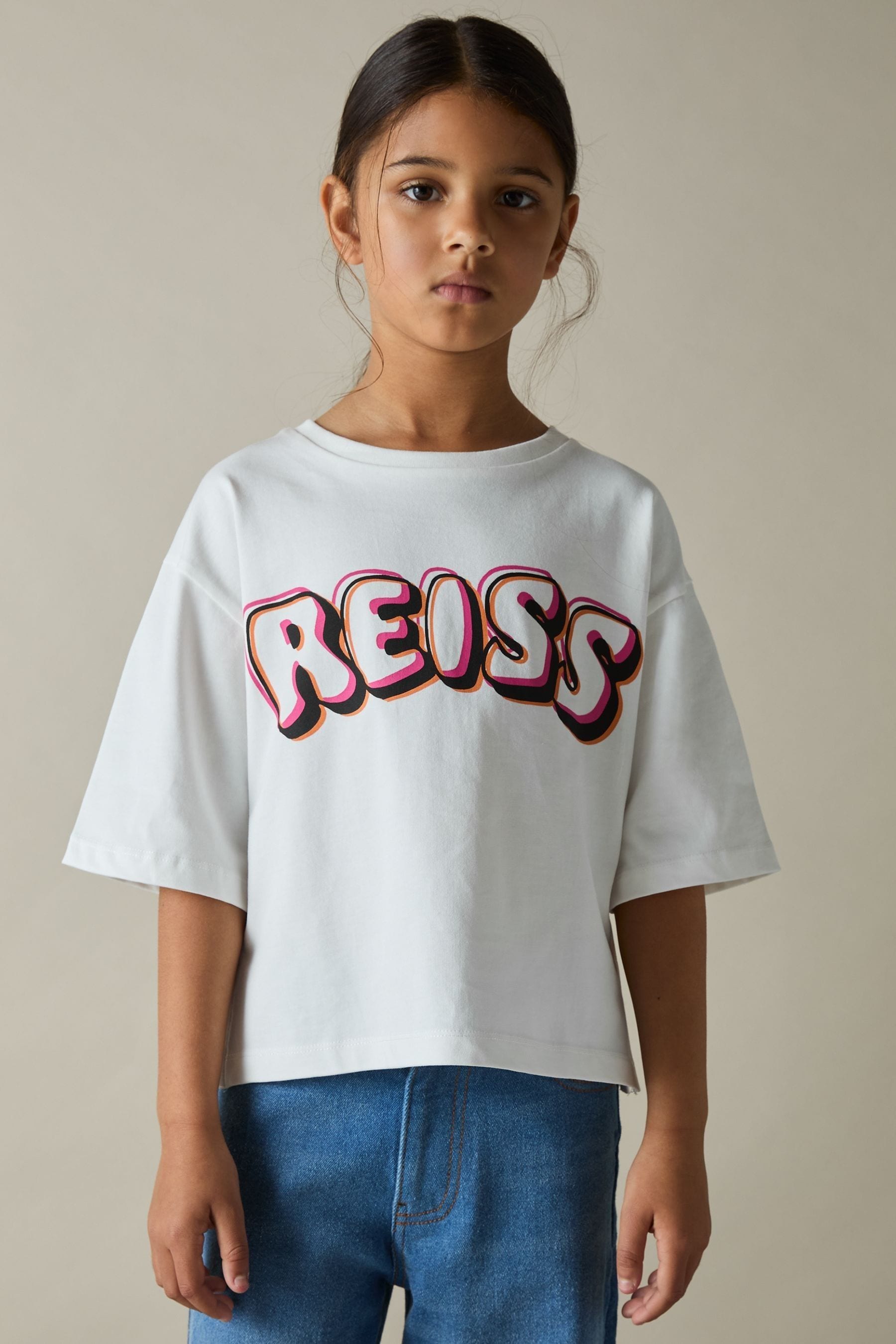 Reiss Sandra T-shirt Logo Print, Pink Size: Q04