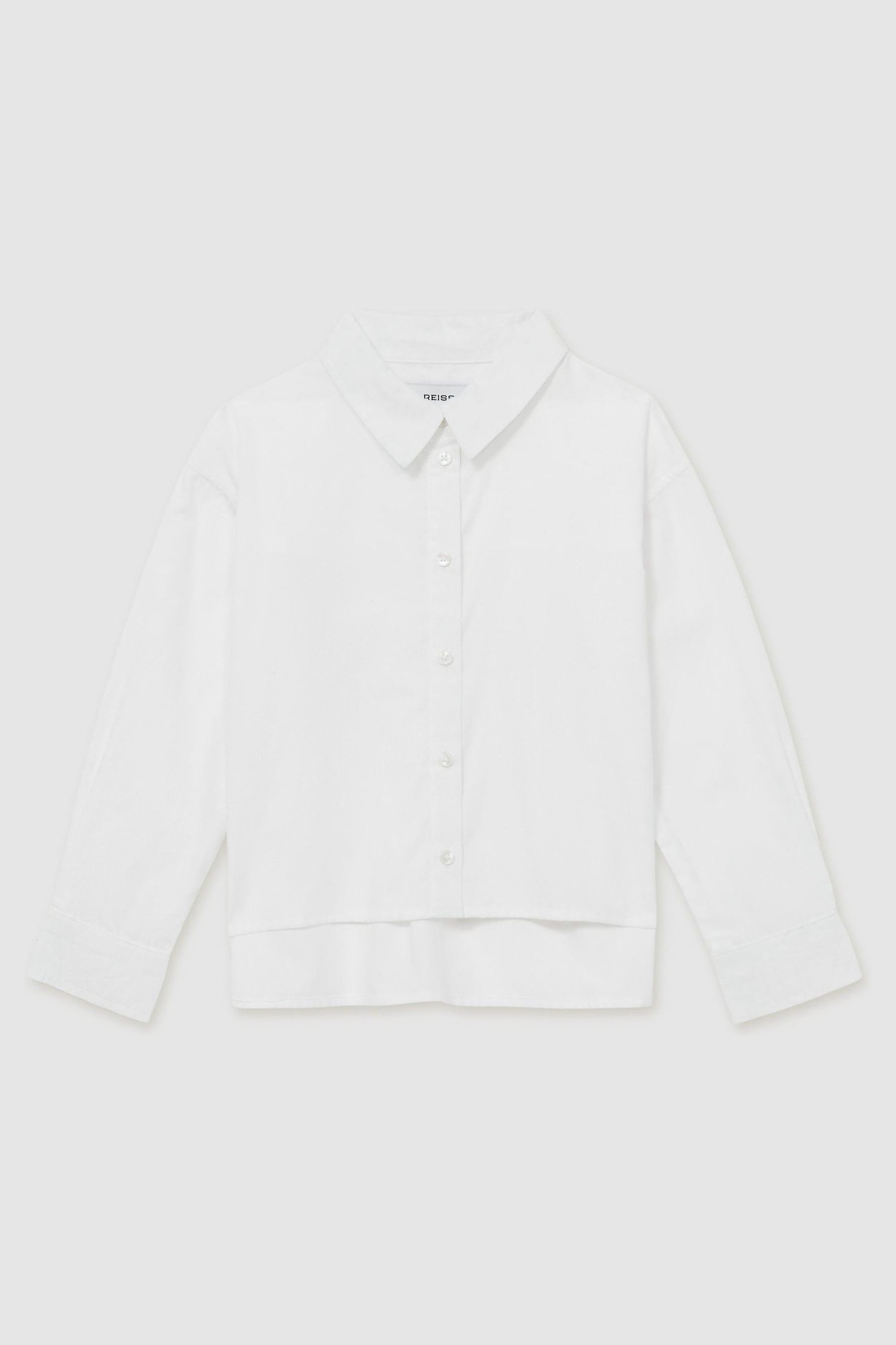 Reiss White 4-9 Yrs Cotton-poplin Button-down Shirt In White