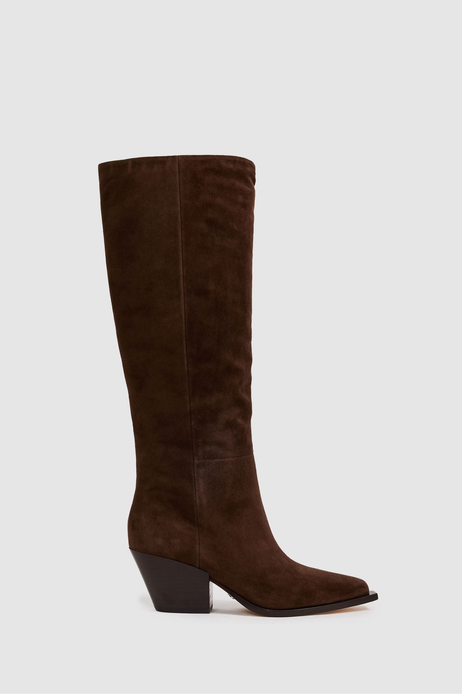 Paige Suede Knee-High Boots, Chocolate, 5