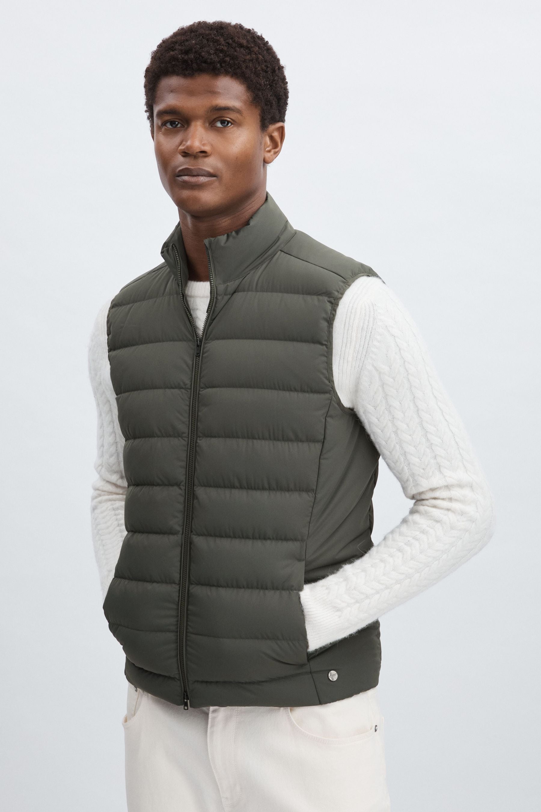 Scandinavian Edition Padded Down Gilet In Dark Grey