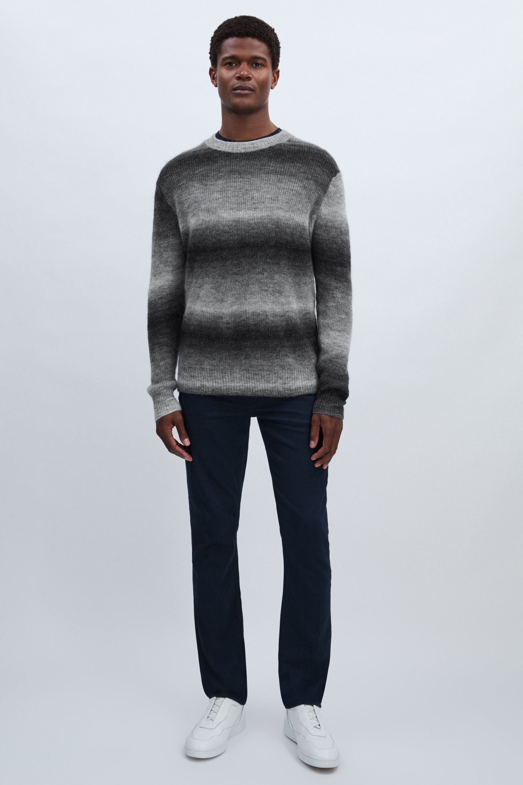 Paige Ombré-striped Jumper With Mohair, Contrast Stripe Grey, M