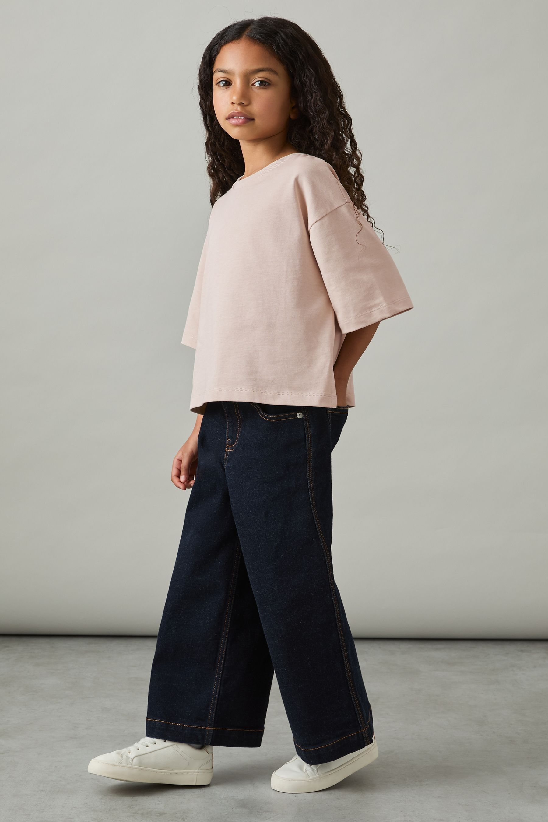 REISS BLUSH CASSY OVERSIZED COTTON CREW-NECK T-SHIRT 