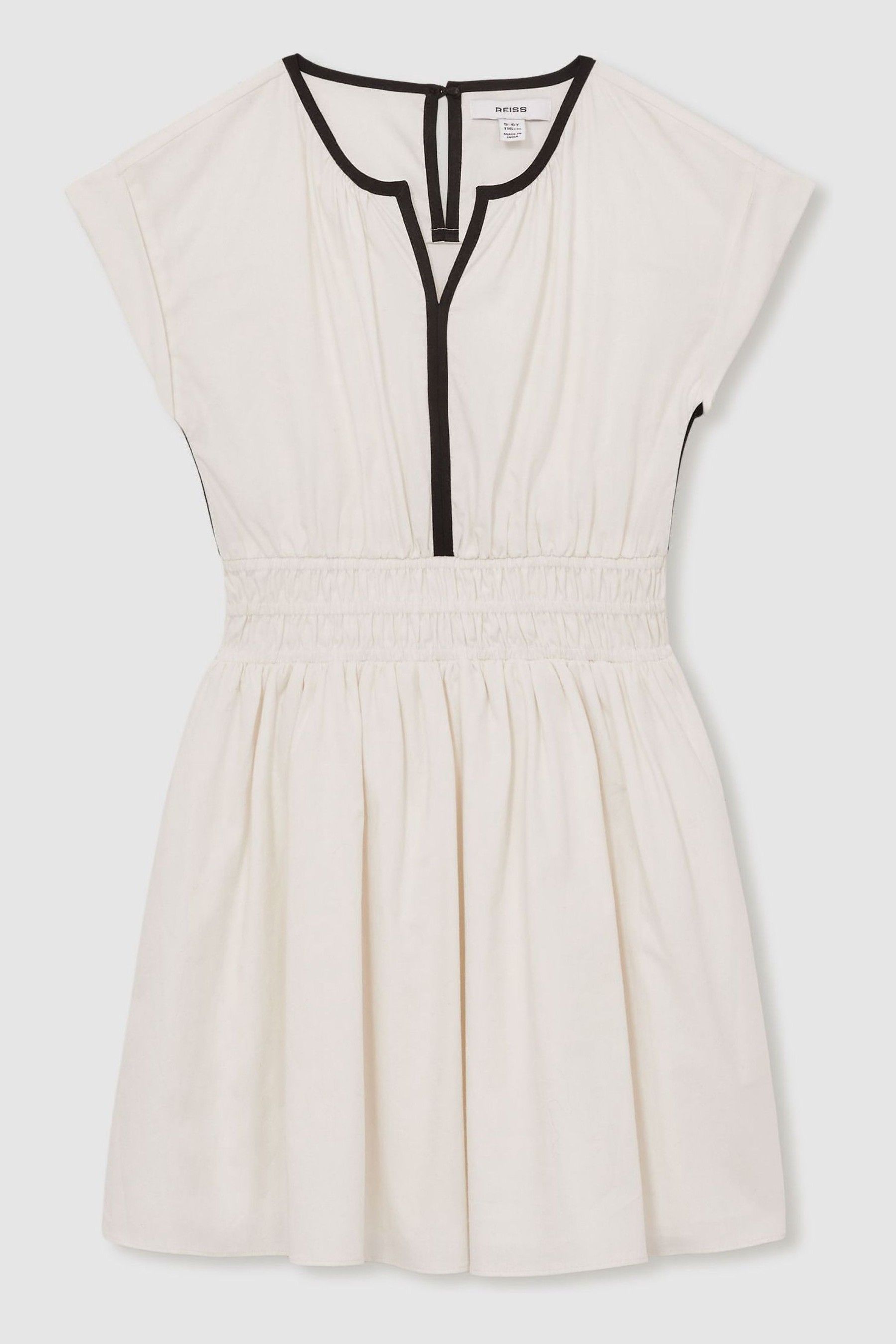Reiss Ivory 4-9 Yrs Cotton Cap-sleeve Ruched Dress In Ivory