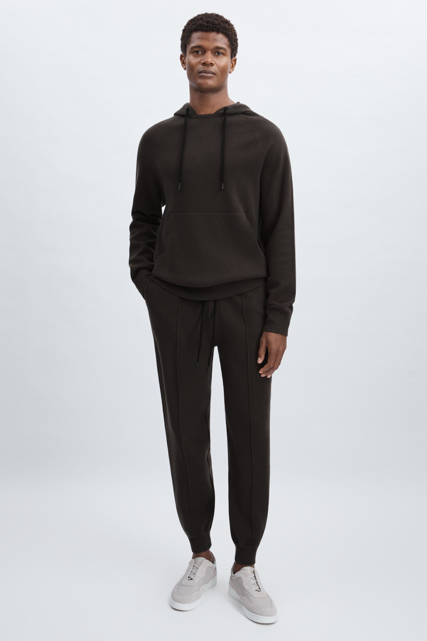 Paige Dark Grey Compact Knit Drawstring Trousers In Dark Grey