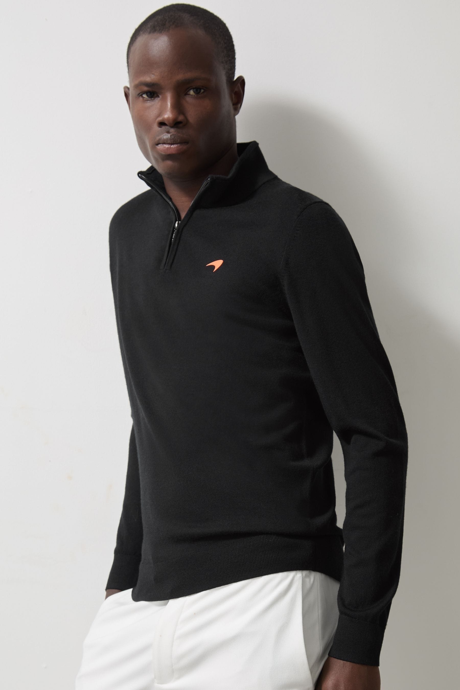 Reiss X McLaren F1 Team Men's Black Wool Half Zip Jumper, Size: XS
