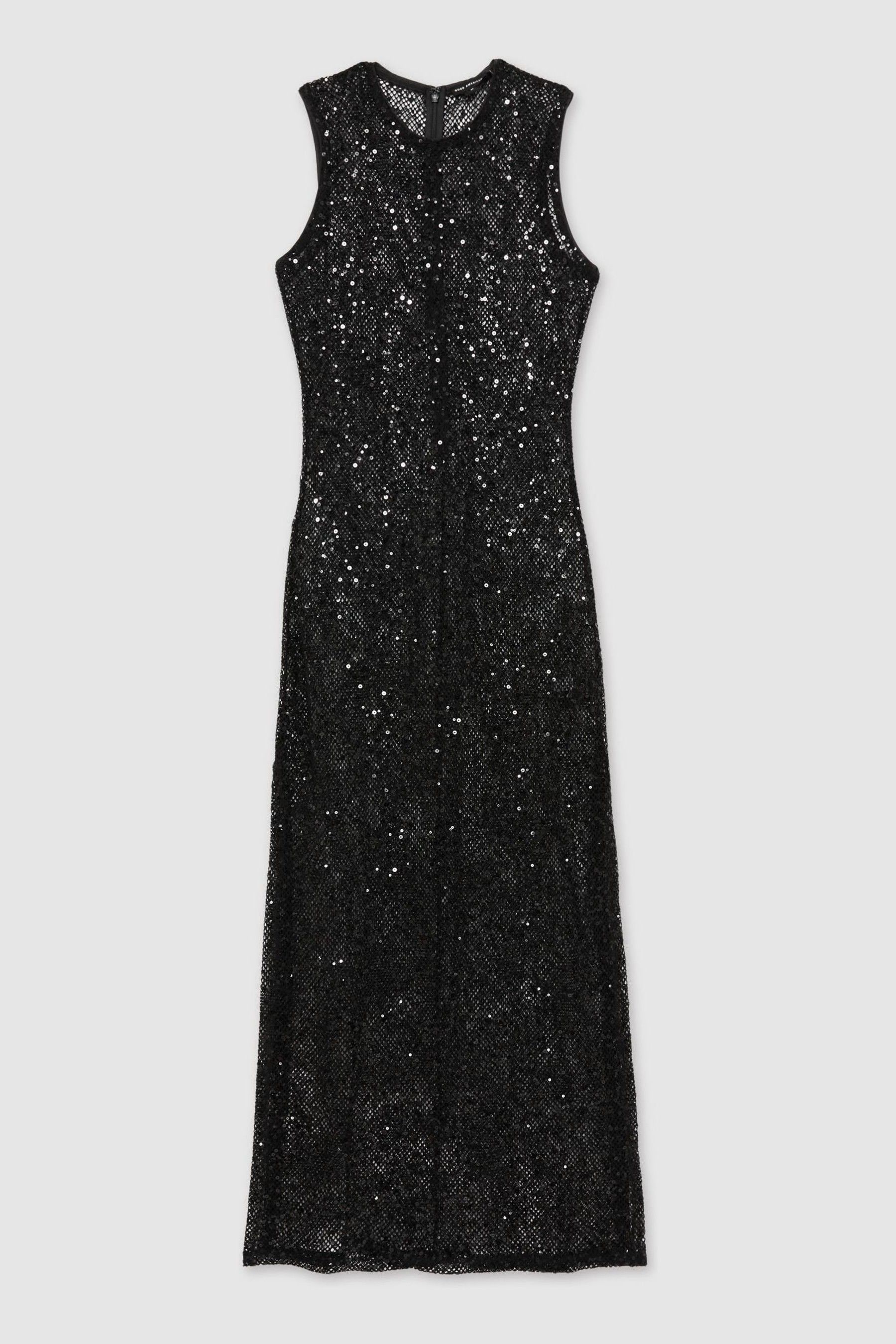 Good American Black Sequin Crochet Beach Cover-Up Dress, XL