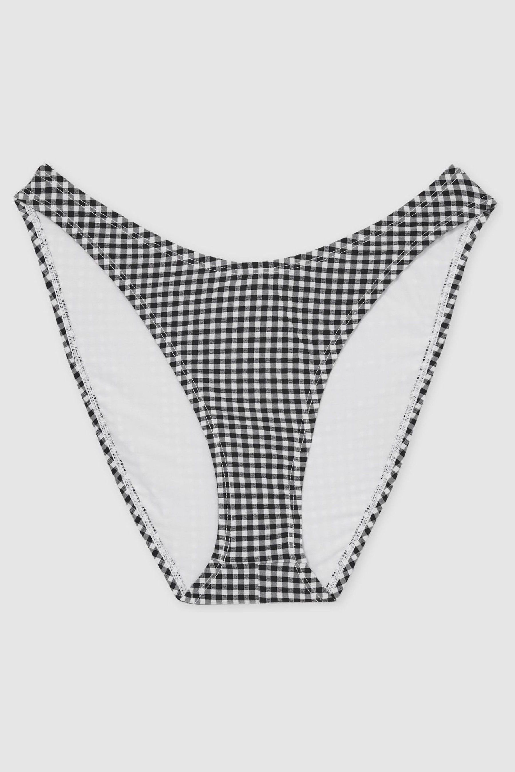 Good American Black Gingham Bikini Bottoms In Black