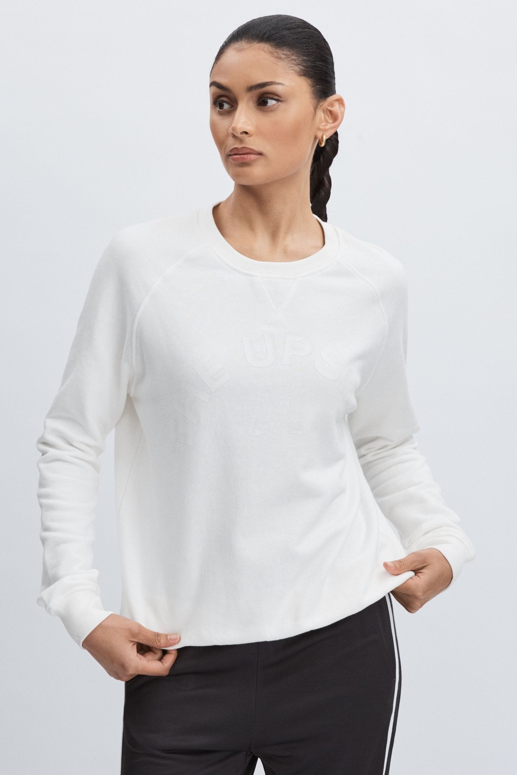 The Upside White  Cotton Logo Sweatshirt In White
