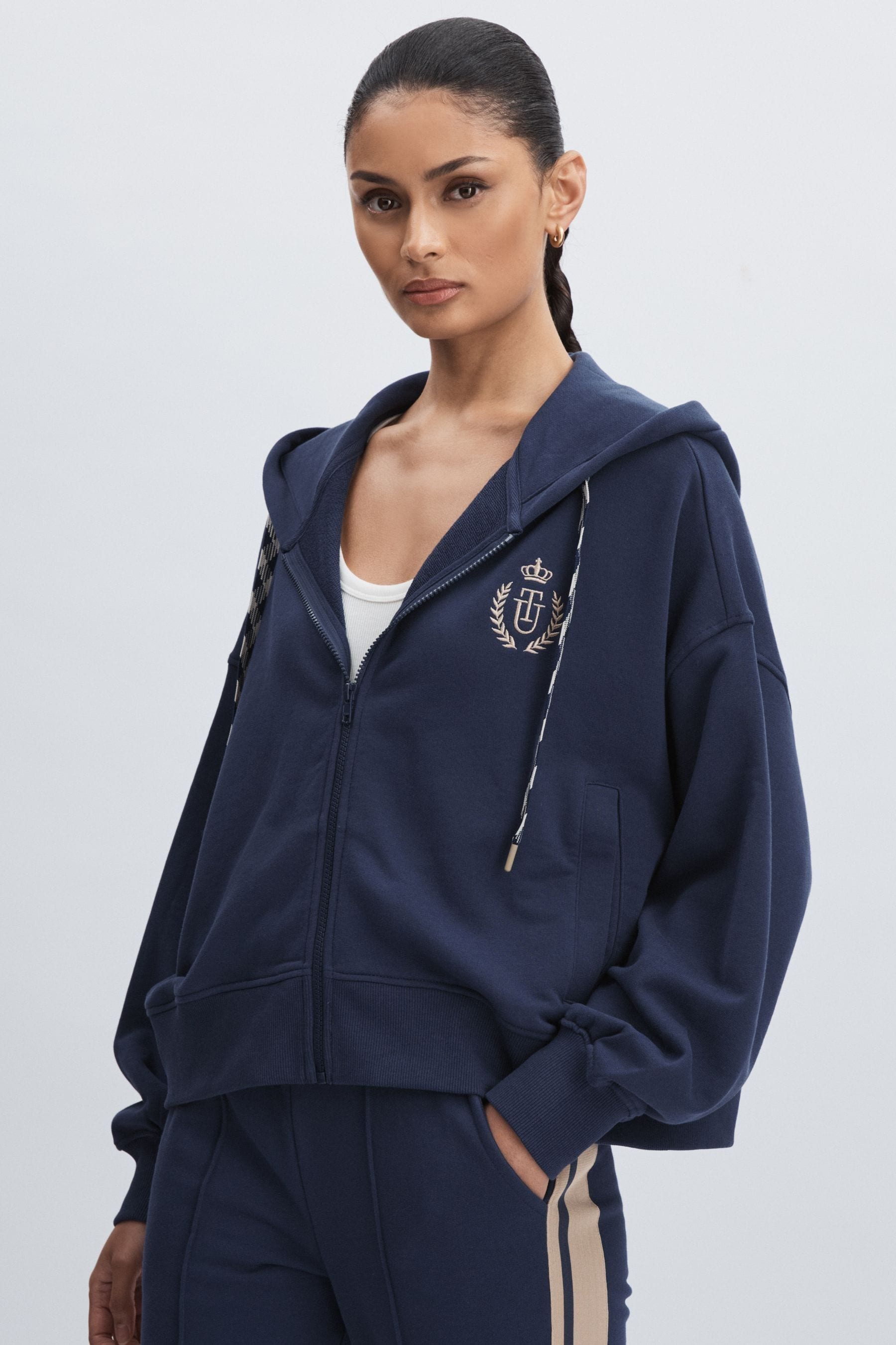 The Upside Cascade Jude Cropped Jacket In Navy