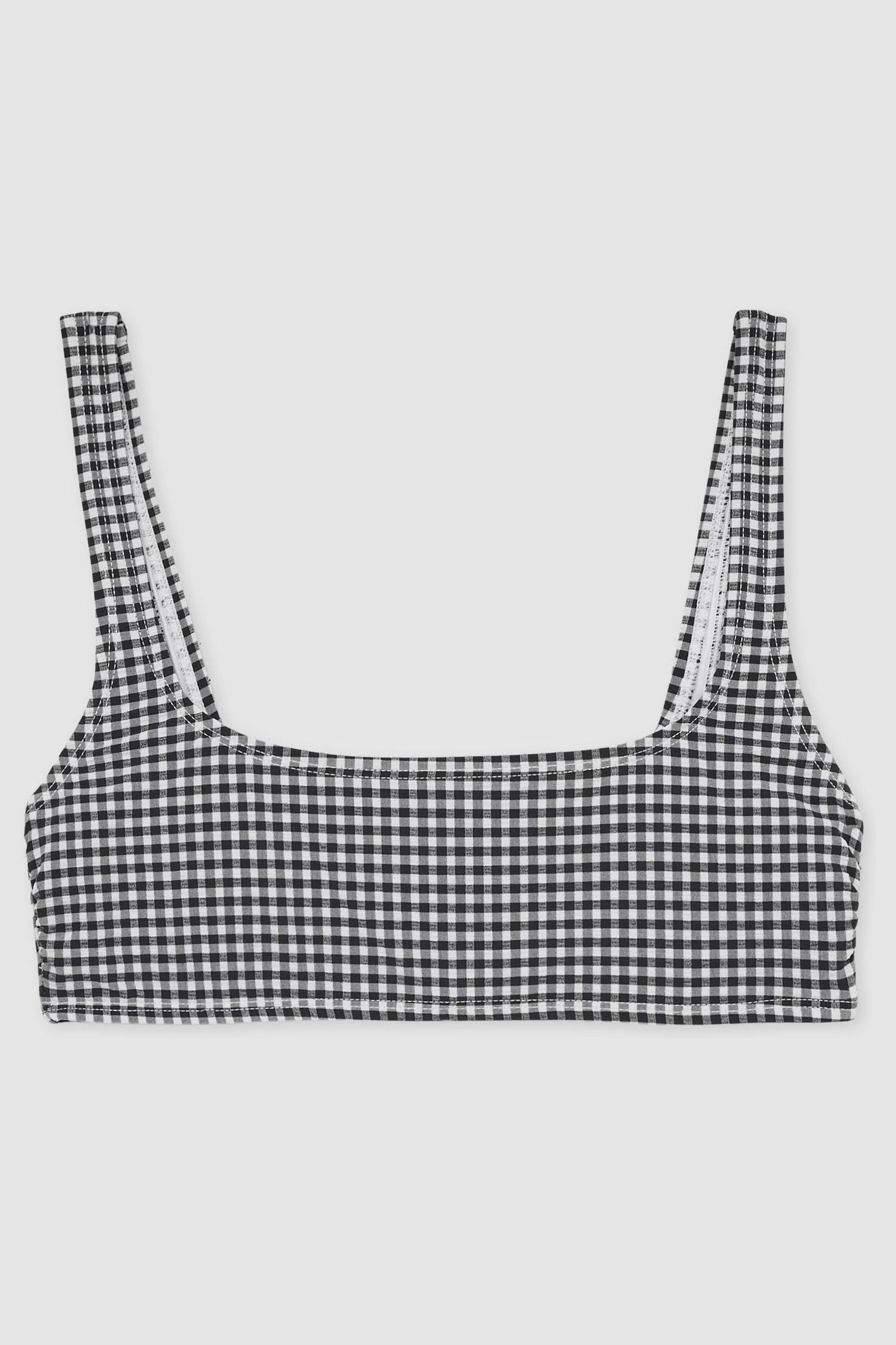 Good American Black Gingham Bikini Top In Black