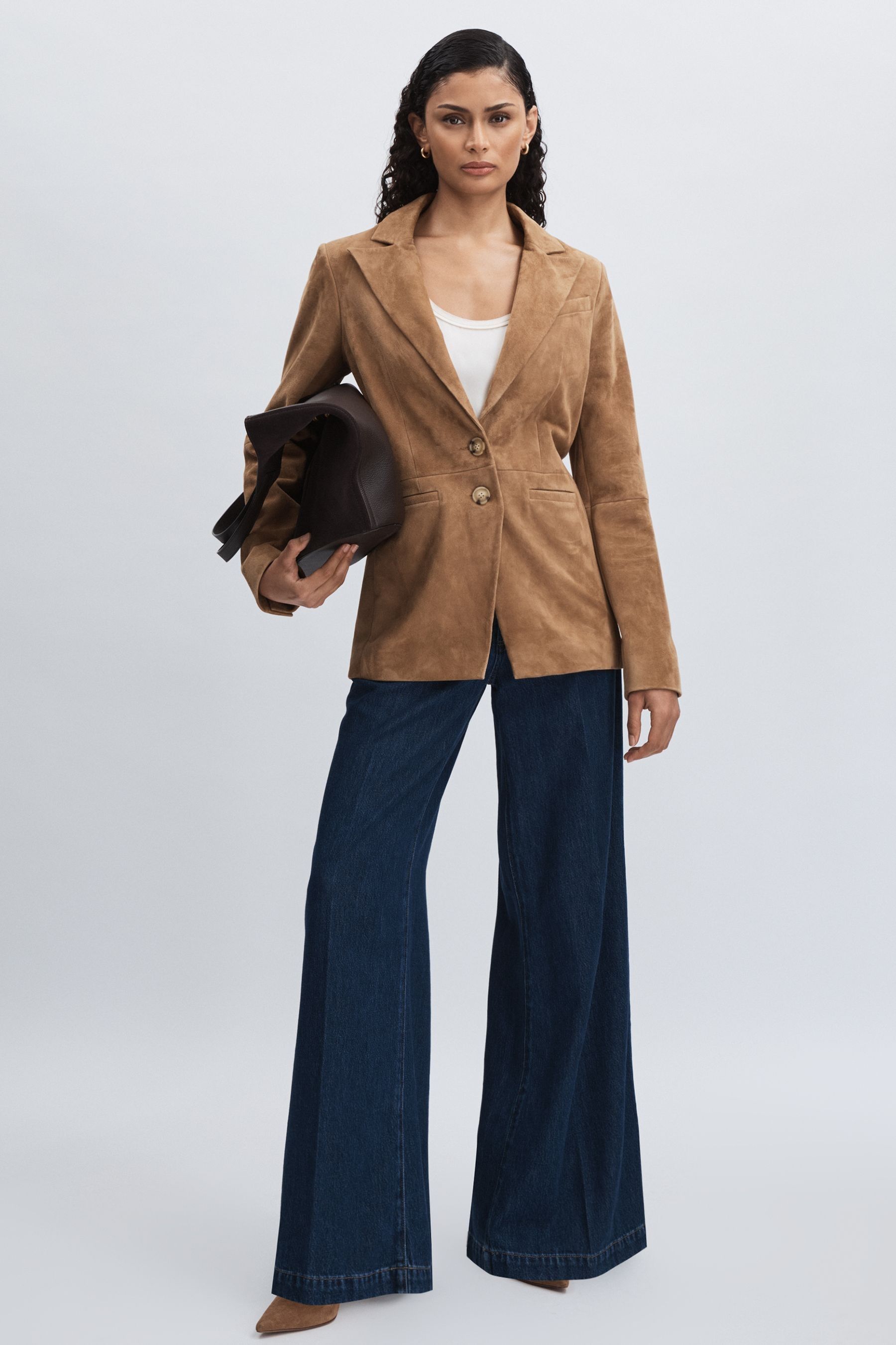 Paige Waistband Wide-leg Jeans, Navy Blue, 32