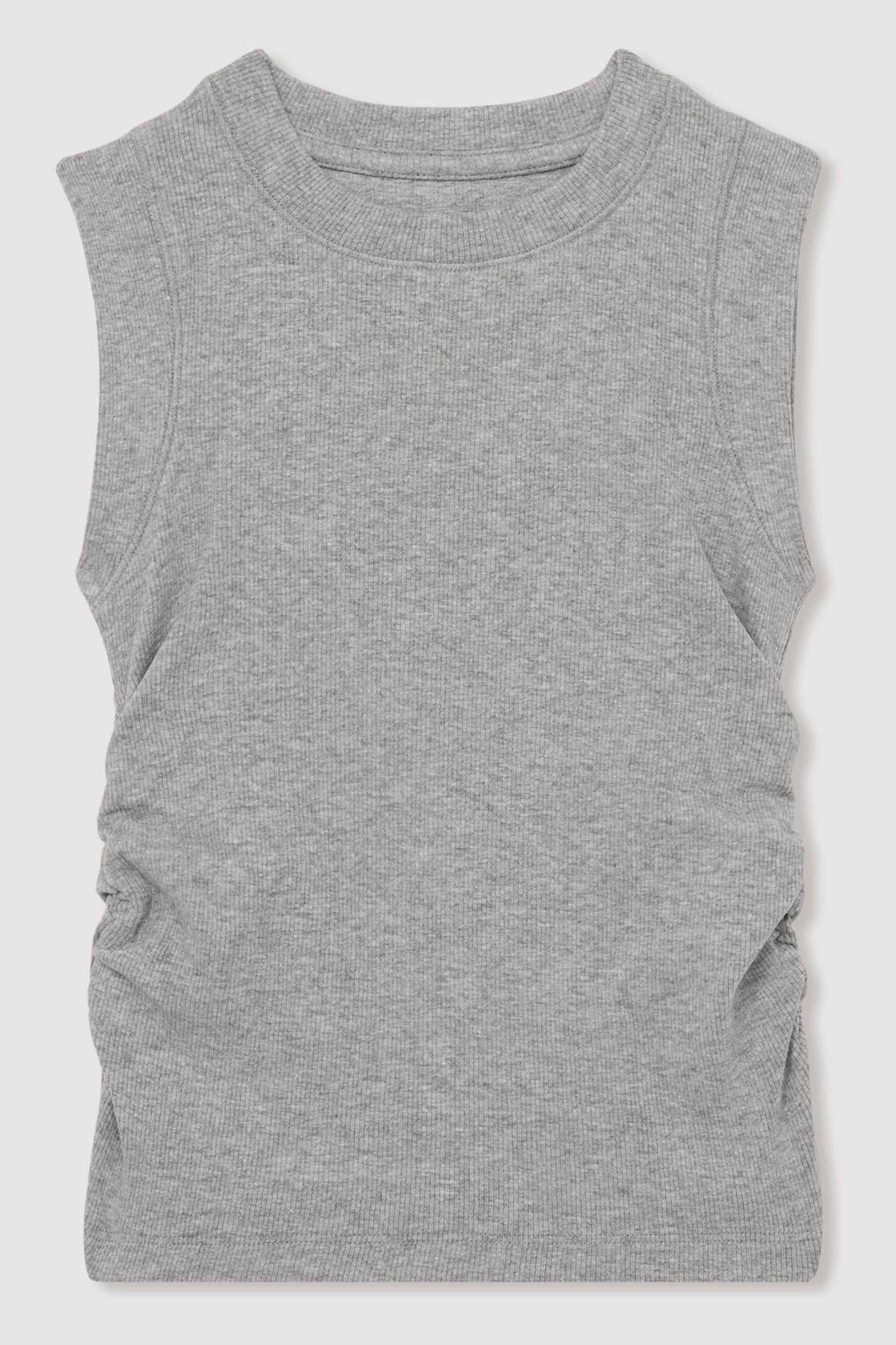 REISS GREY RUCHED VEST TOP 