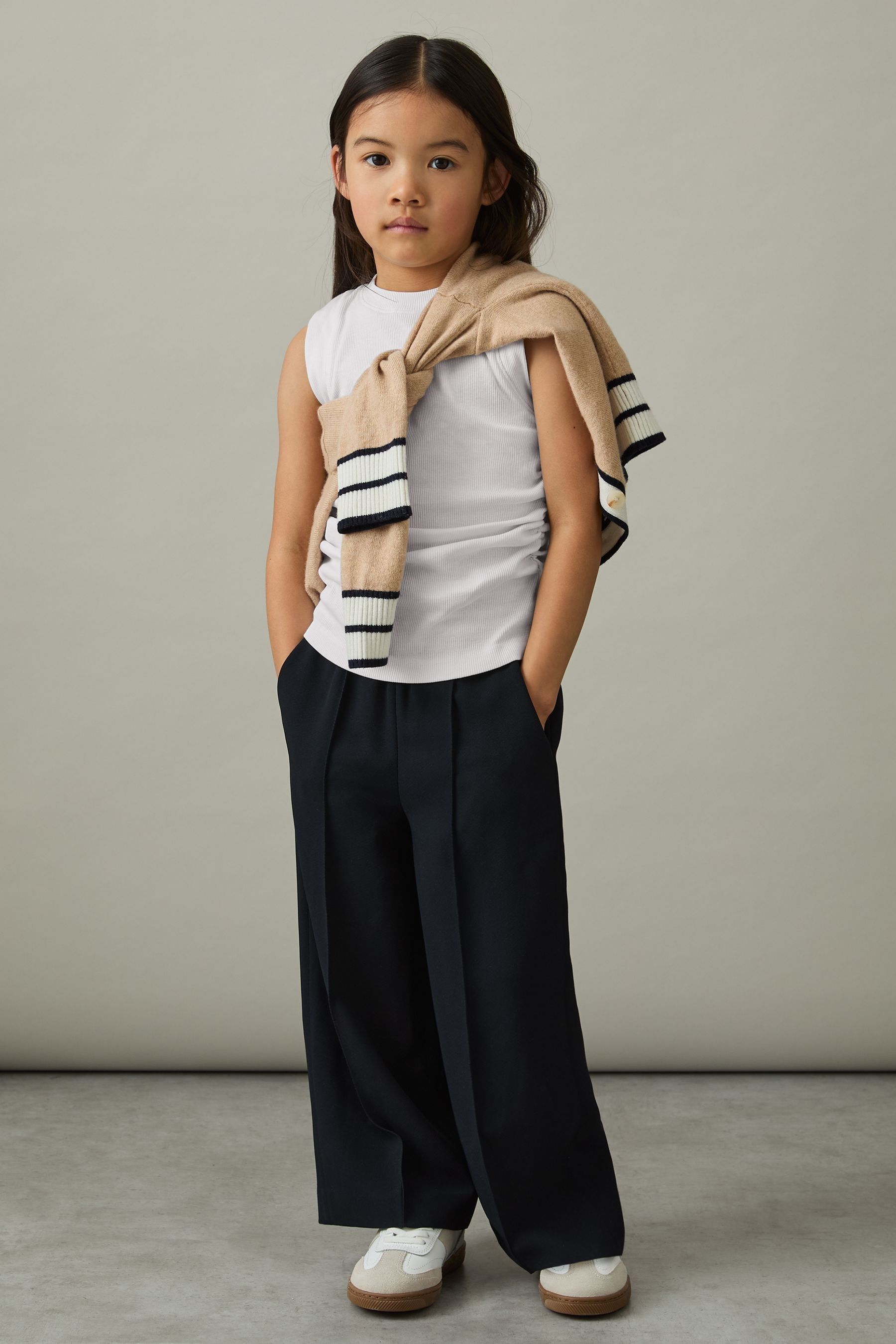 REISS WHITE TRUDY RUCHED VEST TOP 